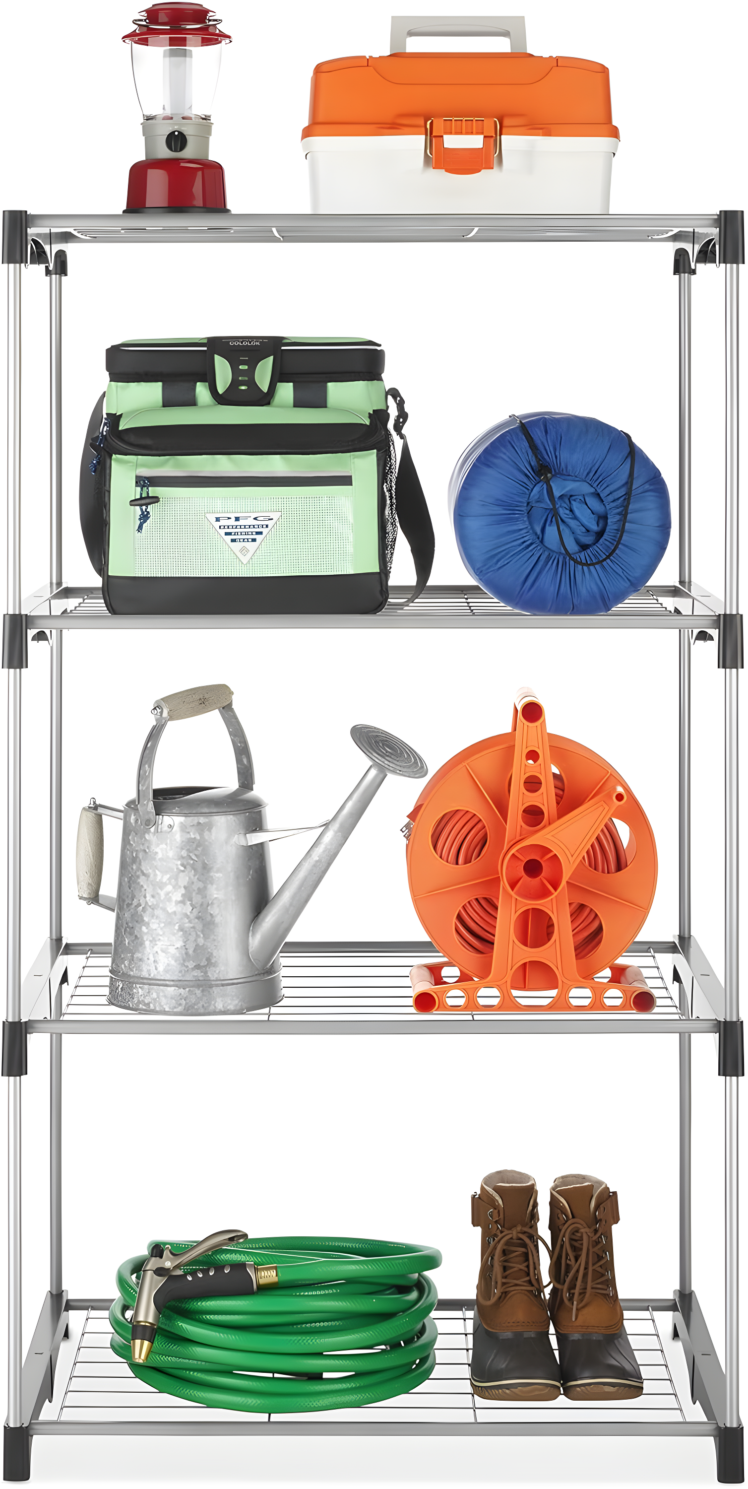 Whitmor 4-Tier Freestanding Metal Shelf Tower Closet System, Black & Silver