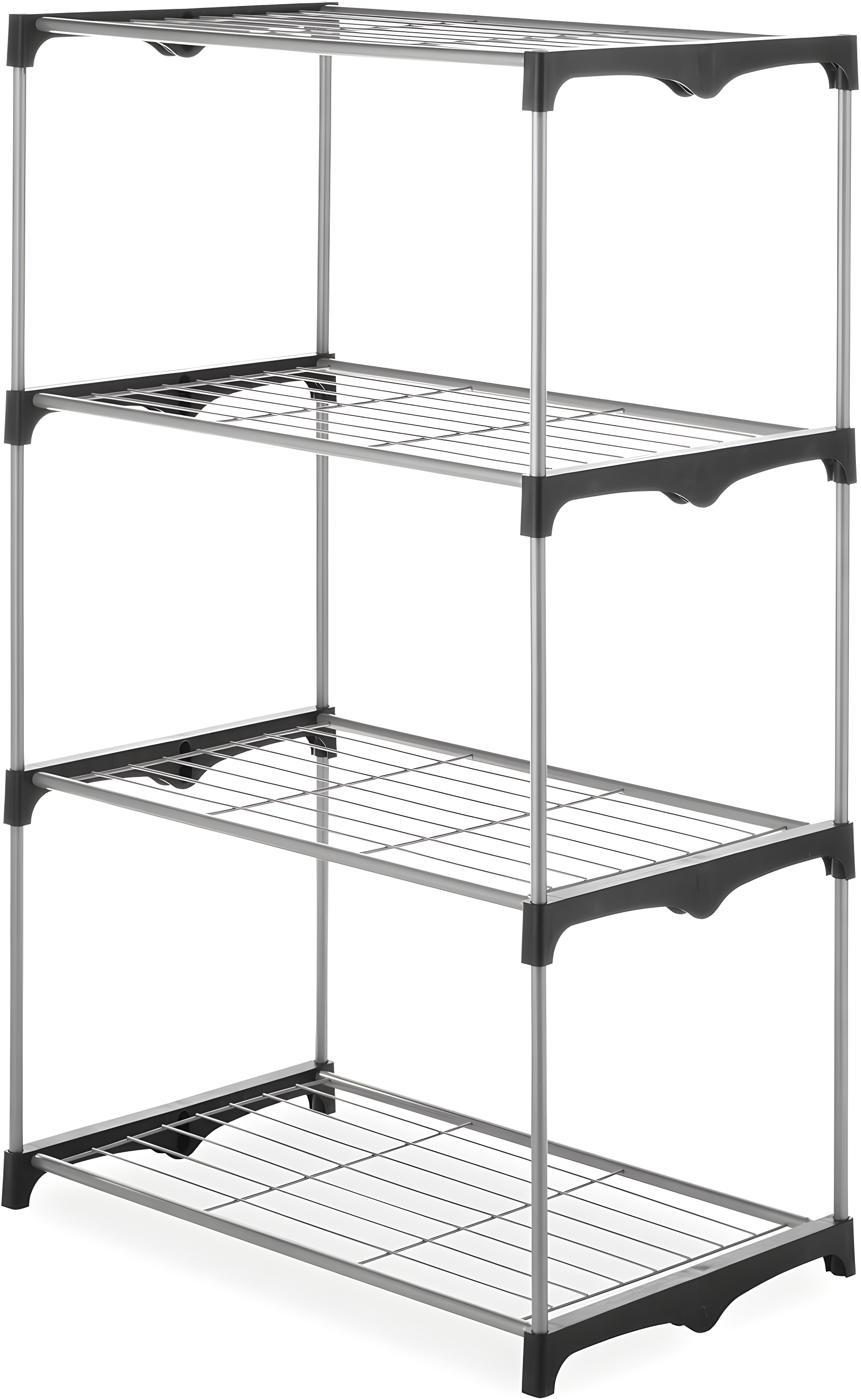Whitmor 4-Tier Freestanding Metal Shelf Tower Closet System, Black & Silver
