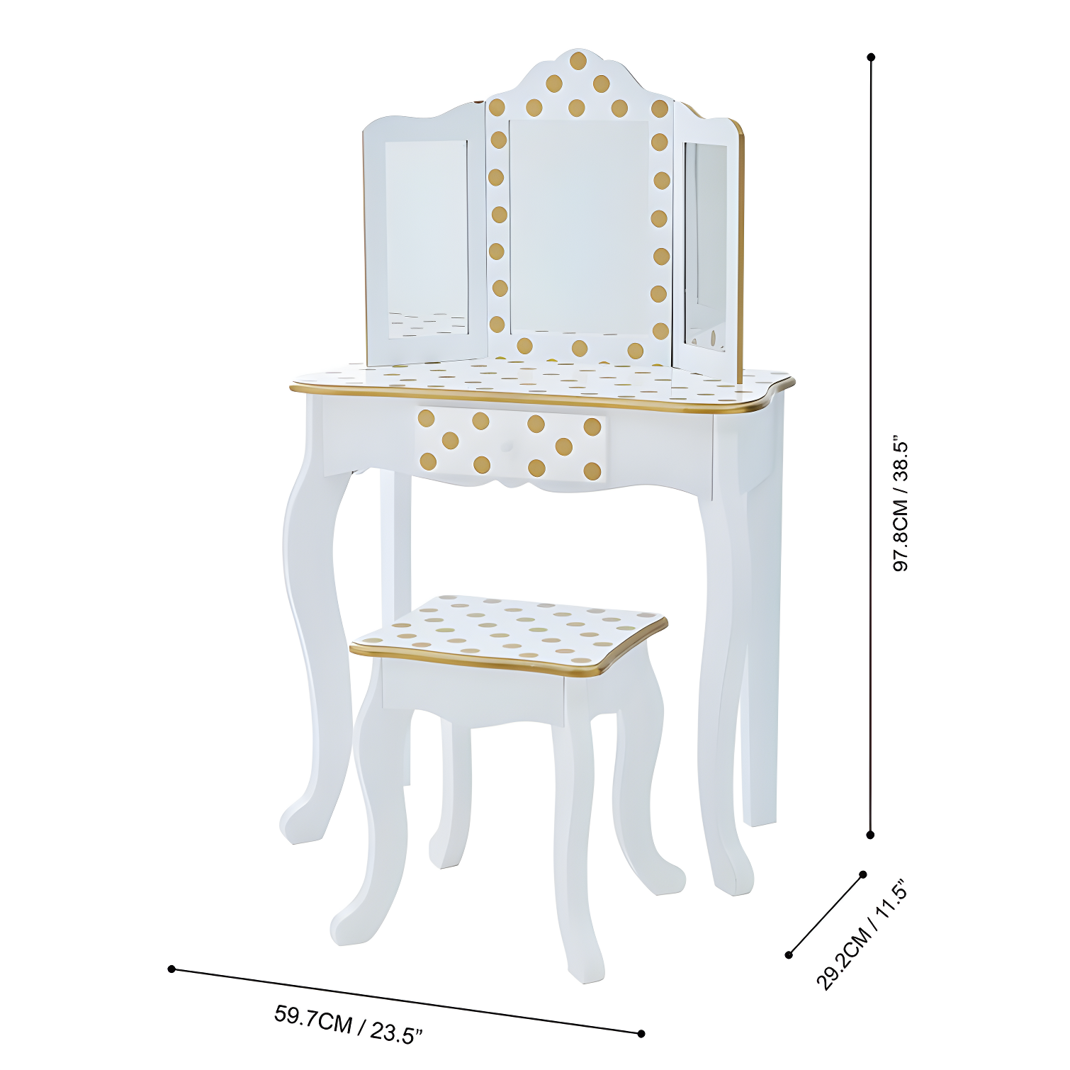 Teamson Kids Gisele Wooden Polka Dot 2-pc. Play Vanity for Accessories