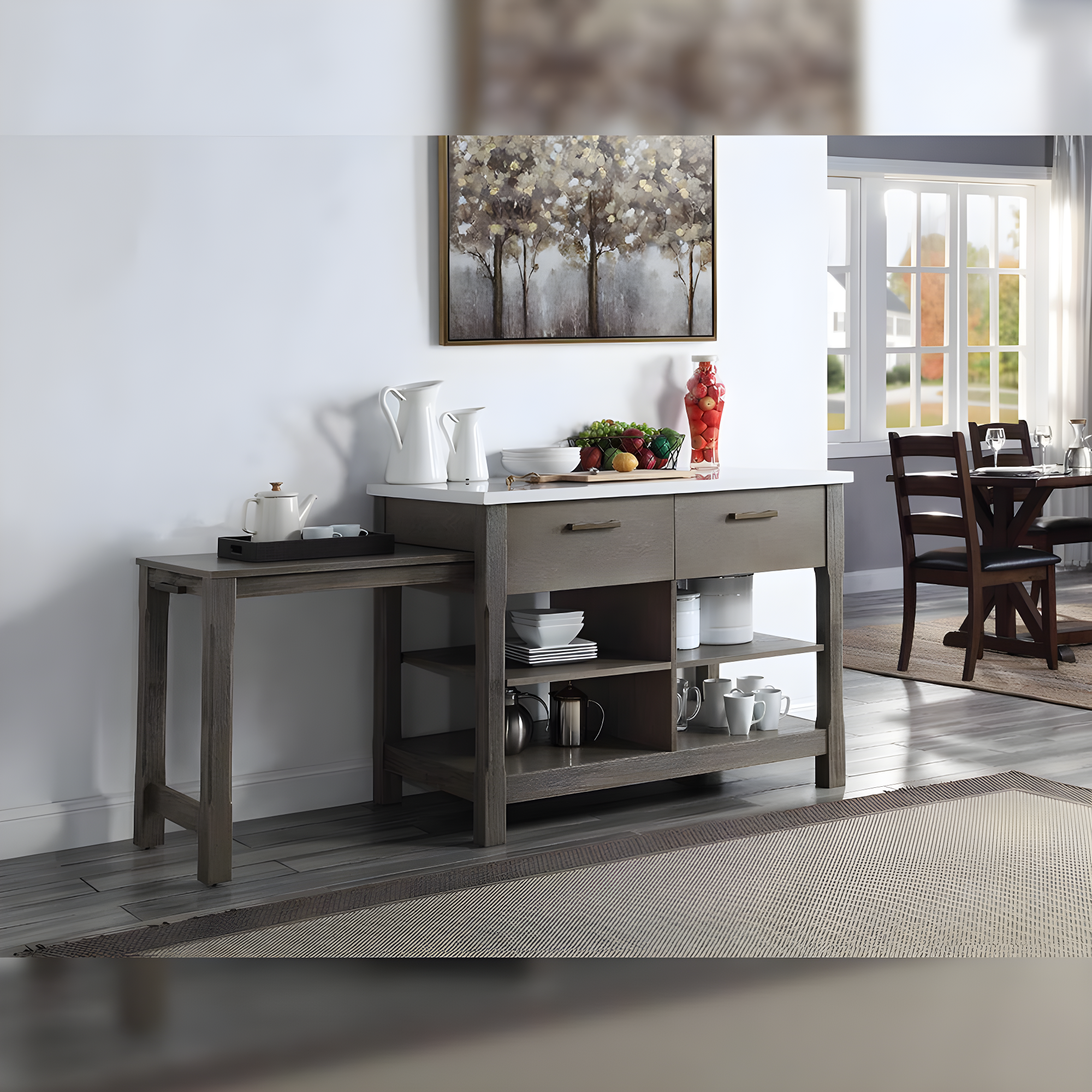 Acme Kitchen Cart With Wooden Top, Black- Saltoro Sherpi