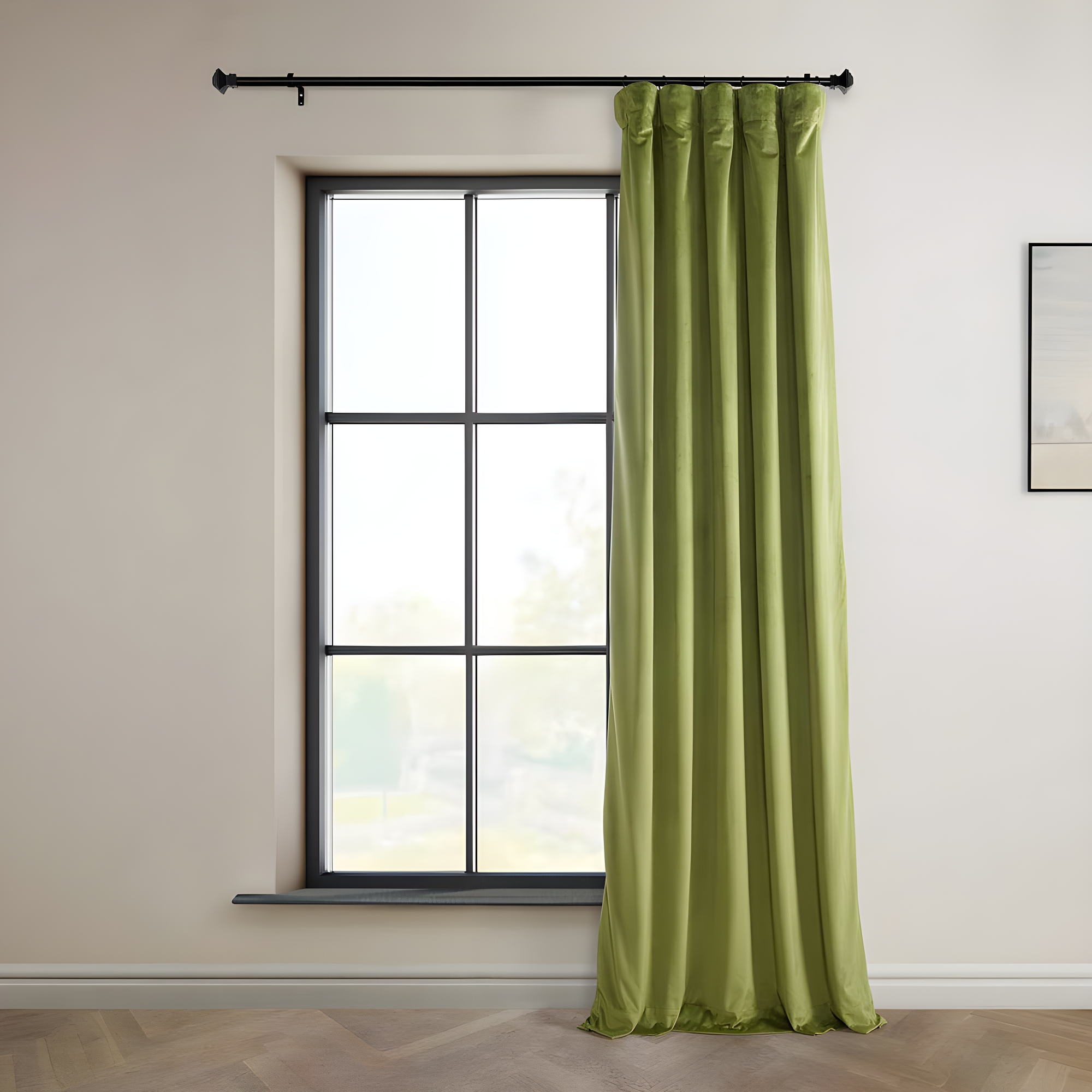 HPD Half Price Drapes Retro Green Heritage Plush Velvet Room Darkening Curtains for Bedroom & Living Room Curtains (1 Panel), Window Curtains 84 inches long, Rod Pocket Curtains & Drapes, 50W X 84L