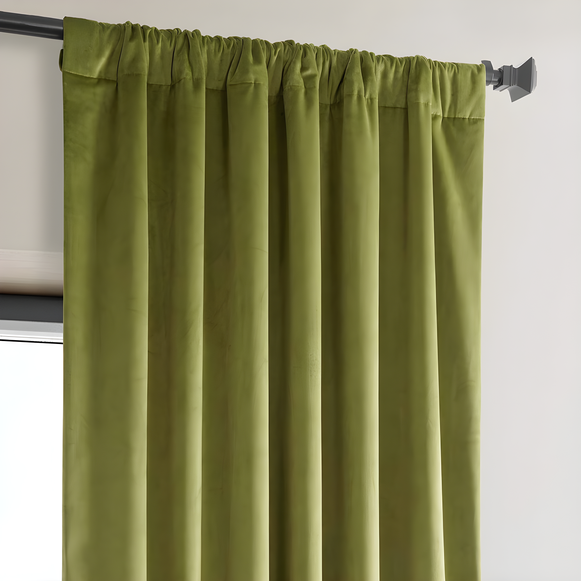 HPD Half Price Drapes Retro Green Heritage Plush Velvet Room Darkening Curtains for Bedroom & Living Room Curtains (1 Panel), Window Curtains 84 inches long, Rod Pocket Curtains & Drapes, 50W X 84L