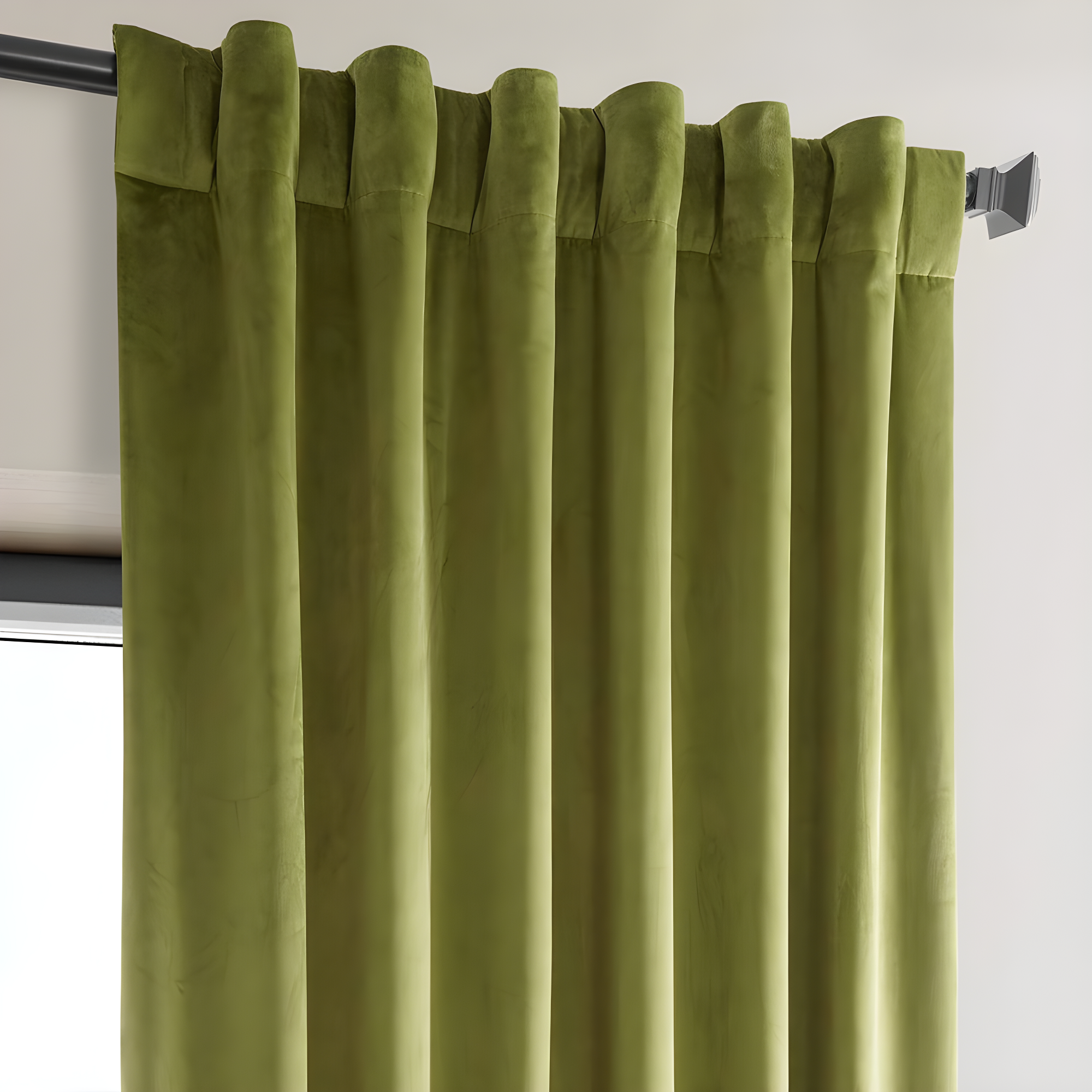 HPD Half Price Drapes Retro Green Heritage Plush Velvet Room Darkening Curtains for Bedroom & Living Room Curtains (1 Panel), Window Curtains 84 inches long, Rod Pocket Curtains & Drapes, 50W X 84L