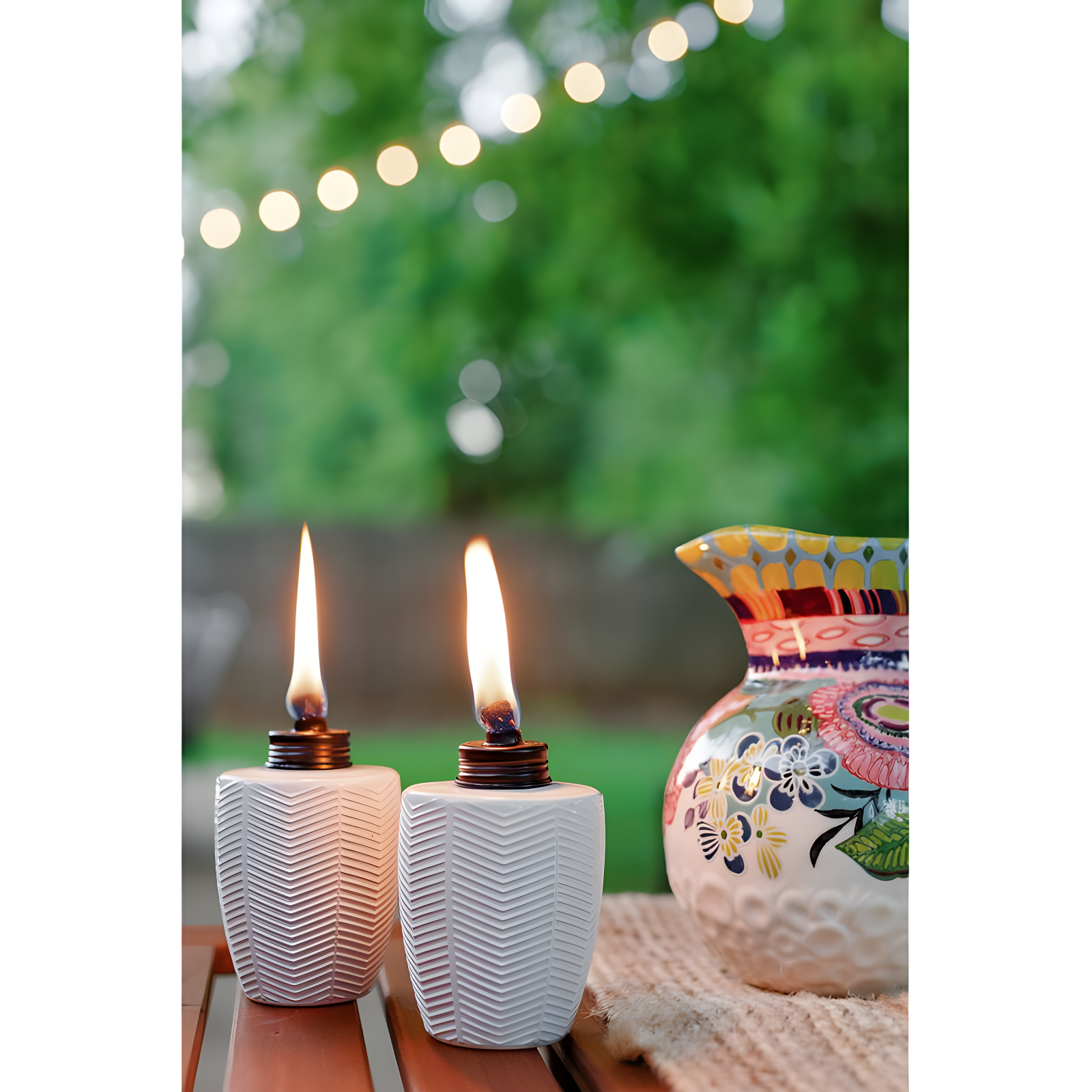 TIKI® Brand 5.75 Inch Table Torch Glass Herringbone (Set of 3)