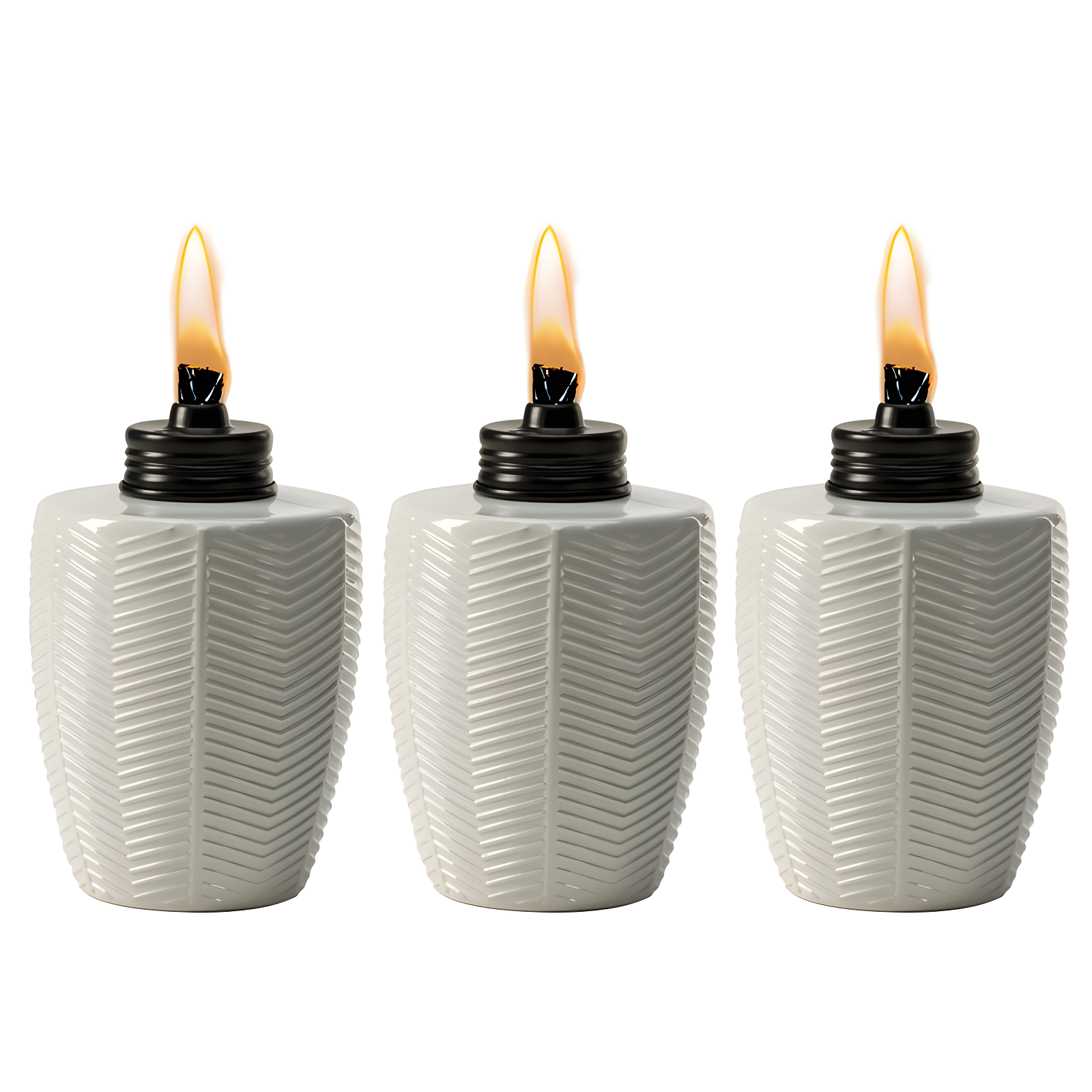 TIKI® Brand 5.75 Inch Table Torch Glass Herringbone (Set of 3)