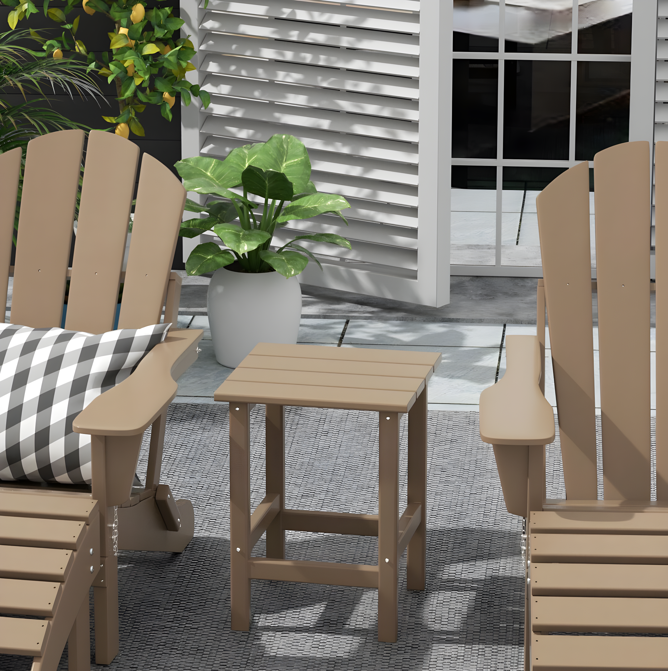 Polytrends  Laguna Hdpe All Weather Outdoor Patio Square Side Table Weathered Wood