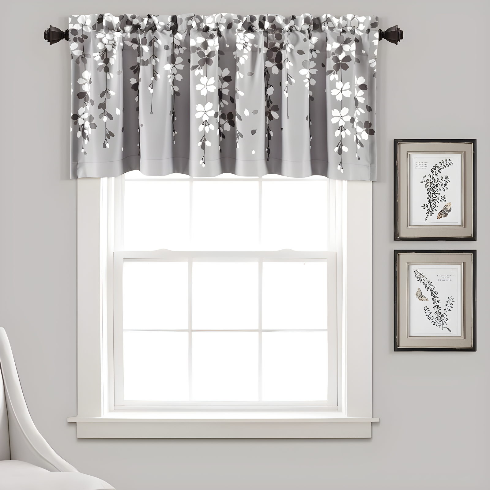 Floral Tailored 52'' W Window Valance