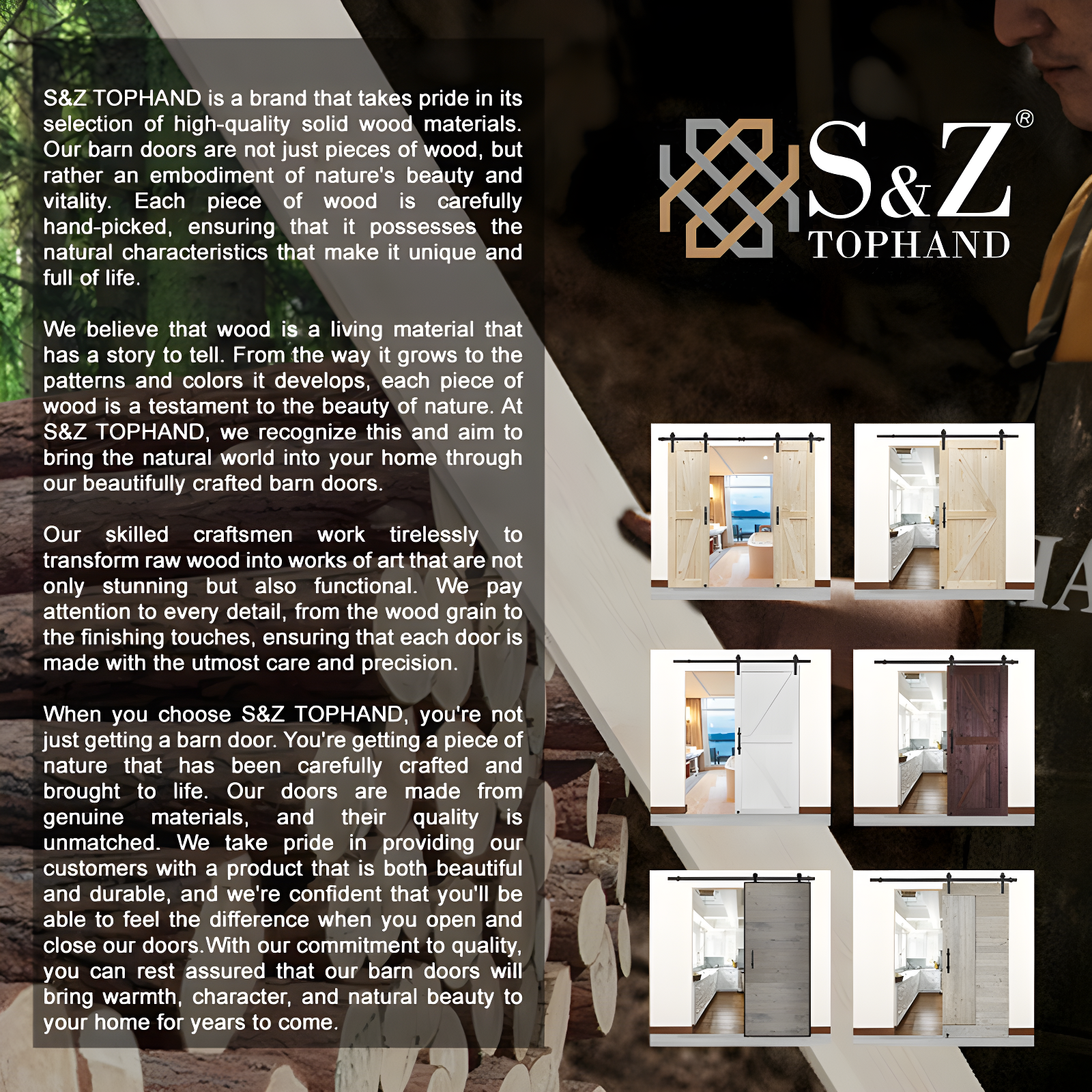 S&Z TOPHAND S&Z TOPHAND Unfinished British Brace Knotty Barn Door with Sliding Door Hardware Kit/Solid Wood/Sliding Door/Double Surfaces/A Simple Assembly is Required