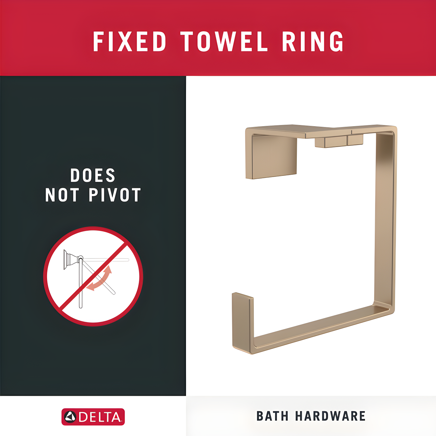 Vero Wall Mount Square Open Towel Ring Bath Hardware Accessory