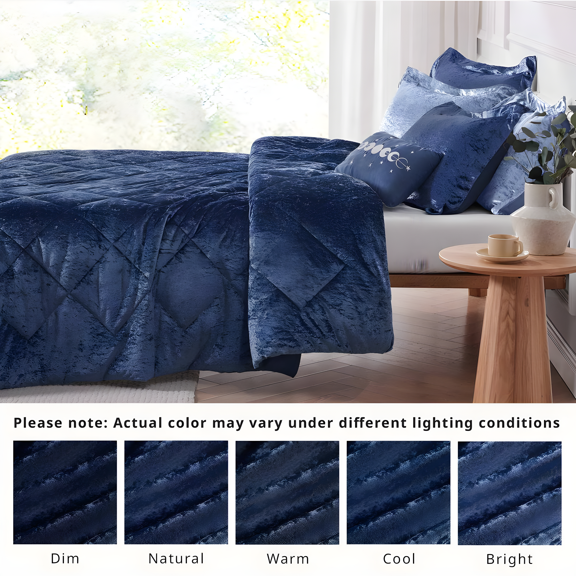 Felicia Crushed Velvet Comforter Set with Throw Pillow