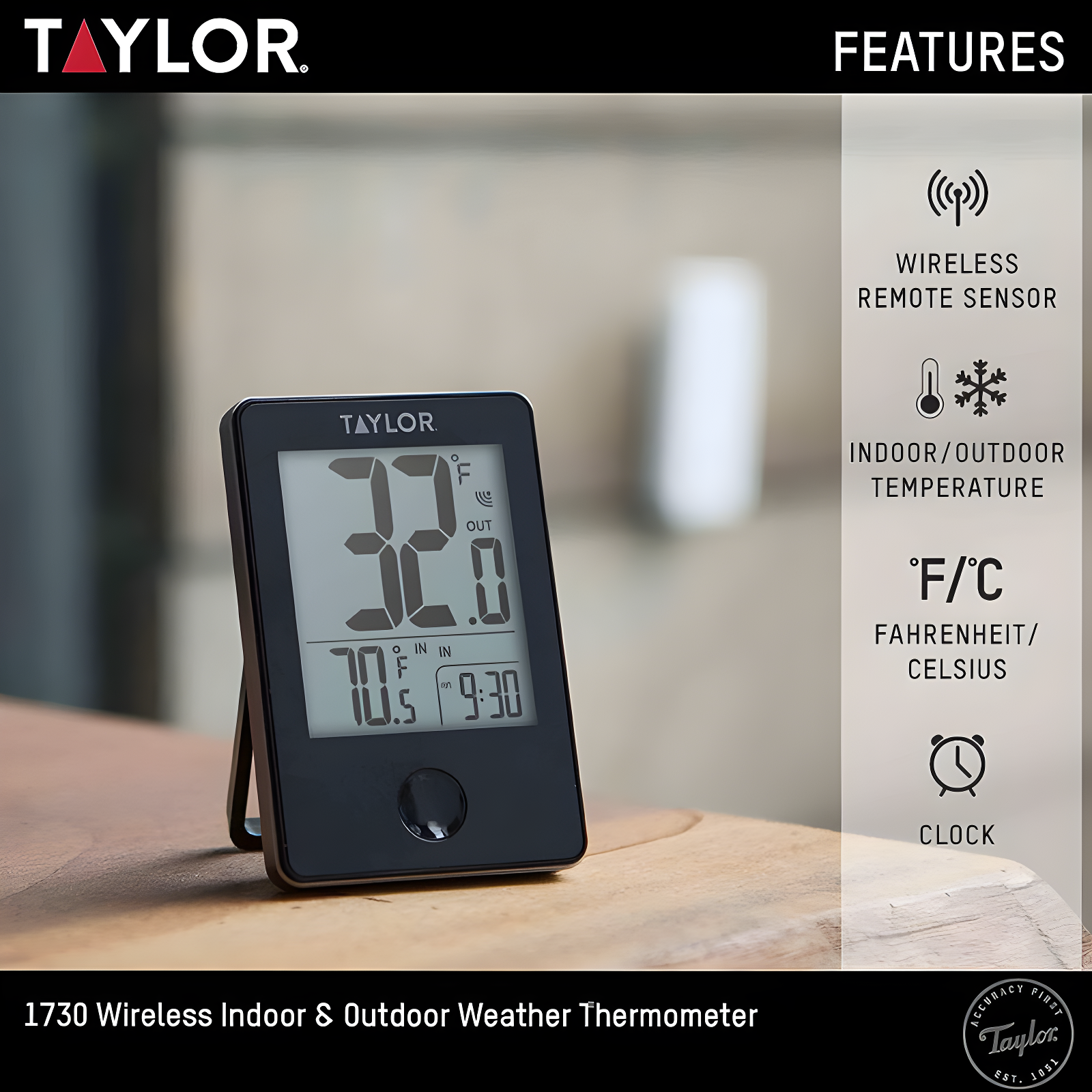 Taylor Taylor Wireless Digital Indoor/Outdoor Thermometer with Remote Sensor