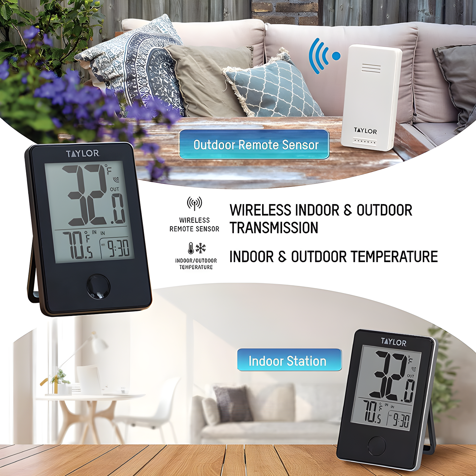Taylor Taylor Wireless Digital Indoor/Outdoor Thermometer with Remote Sensor