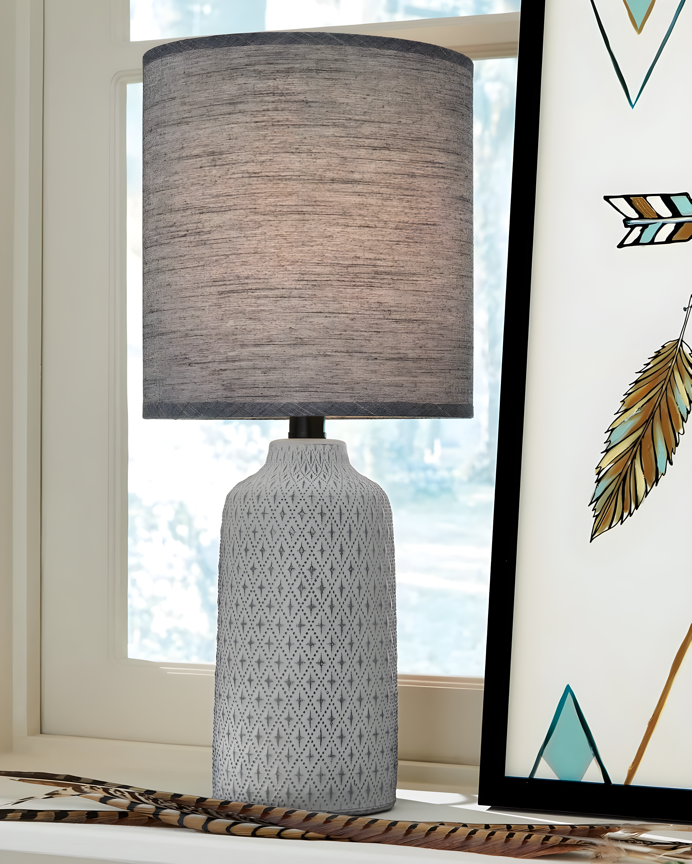 Donnford Ceramic Table Lamp Gray - Signature Design by Ashley