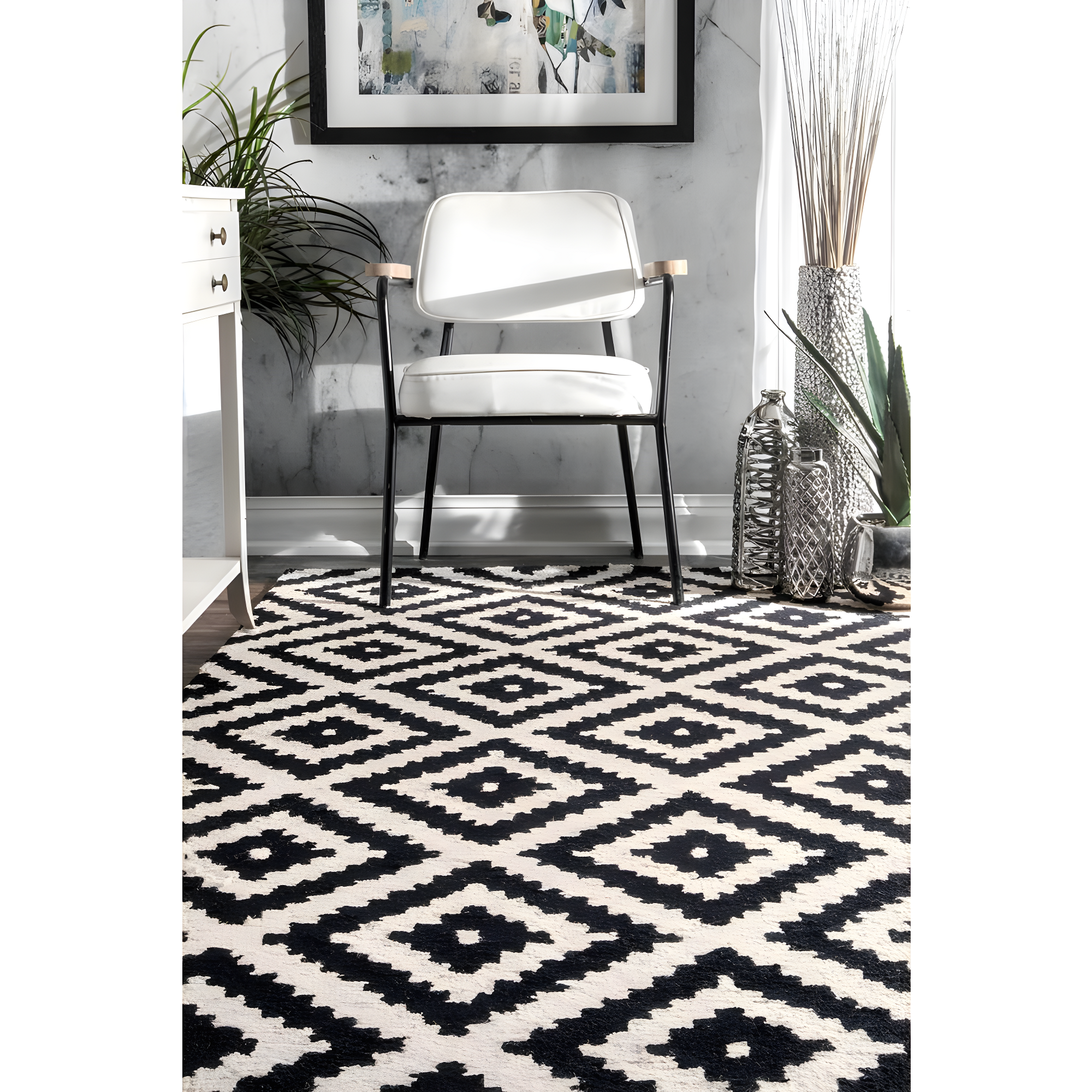 Nuloom Kellee Geometric 3x5 Wool Accent Indoor Area Rug for Living Room Bedroom Dining Room Entryway Kitchen, Beige/Brown