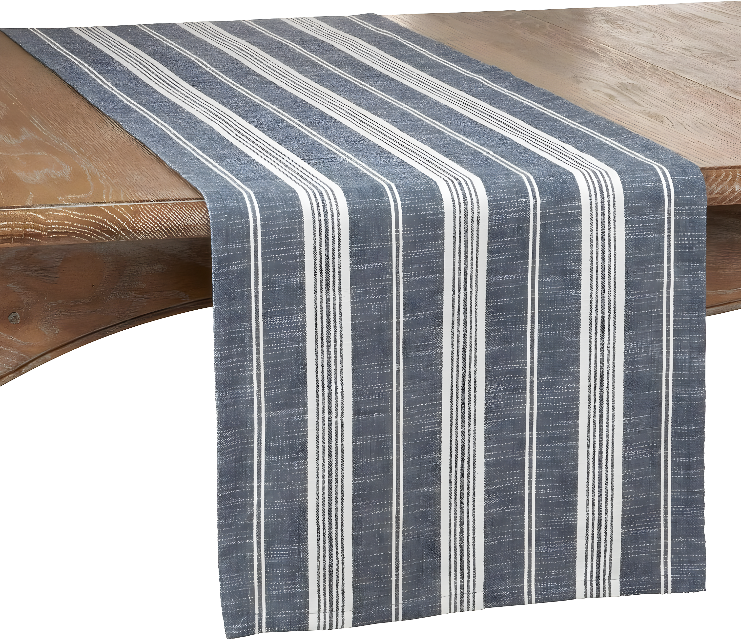 Saro Lifestyle Long Table Runner With Striped Design, Navy Blue, 16" x 72"