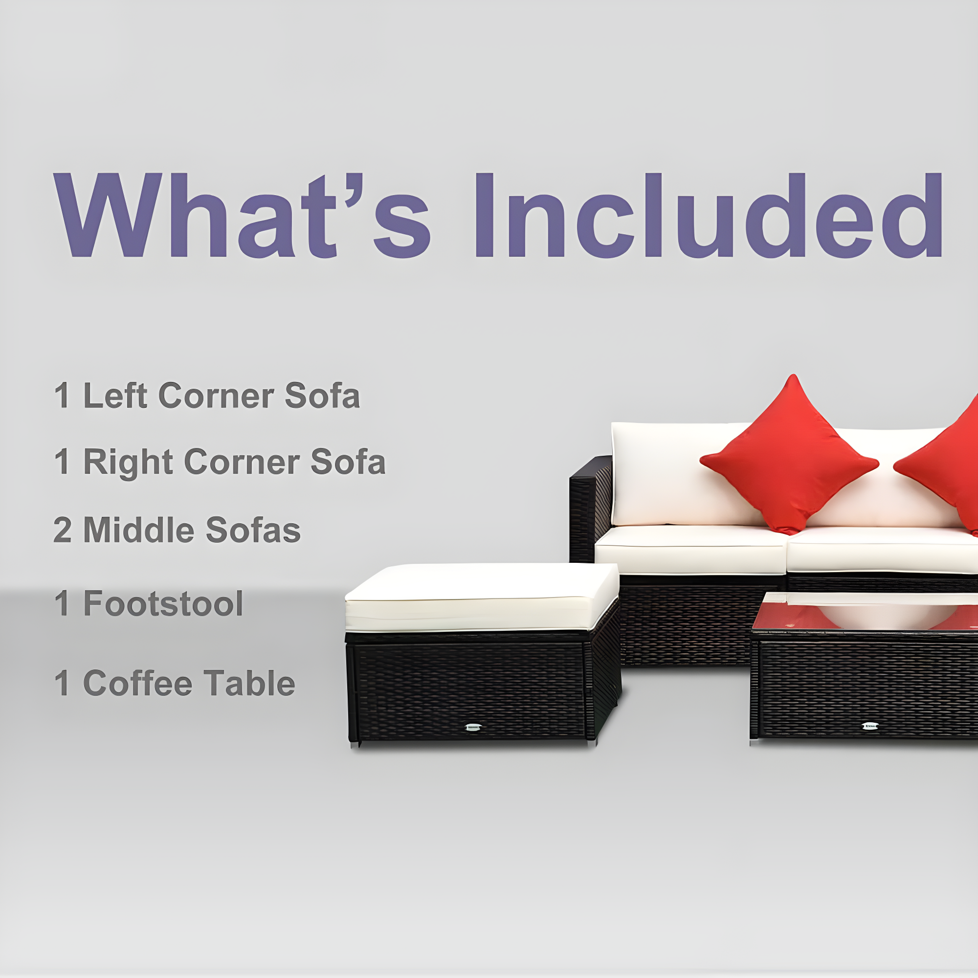 Outsunny 6 Pieces Outdoor PE Rattan Sofa Set, Sectional Conversation Wicker Patio Couch Furniture Set with Cushions and Coffee Table, White