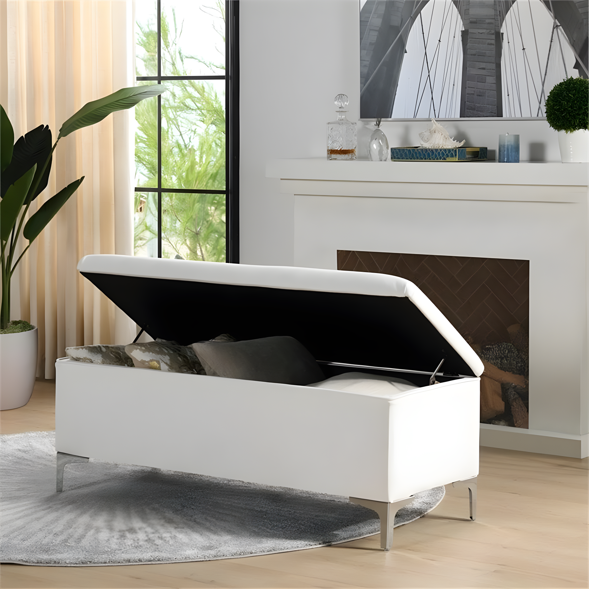 Madelyn Storage Bench Bright White