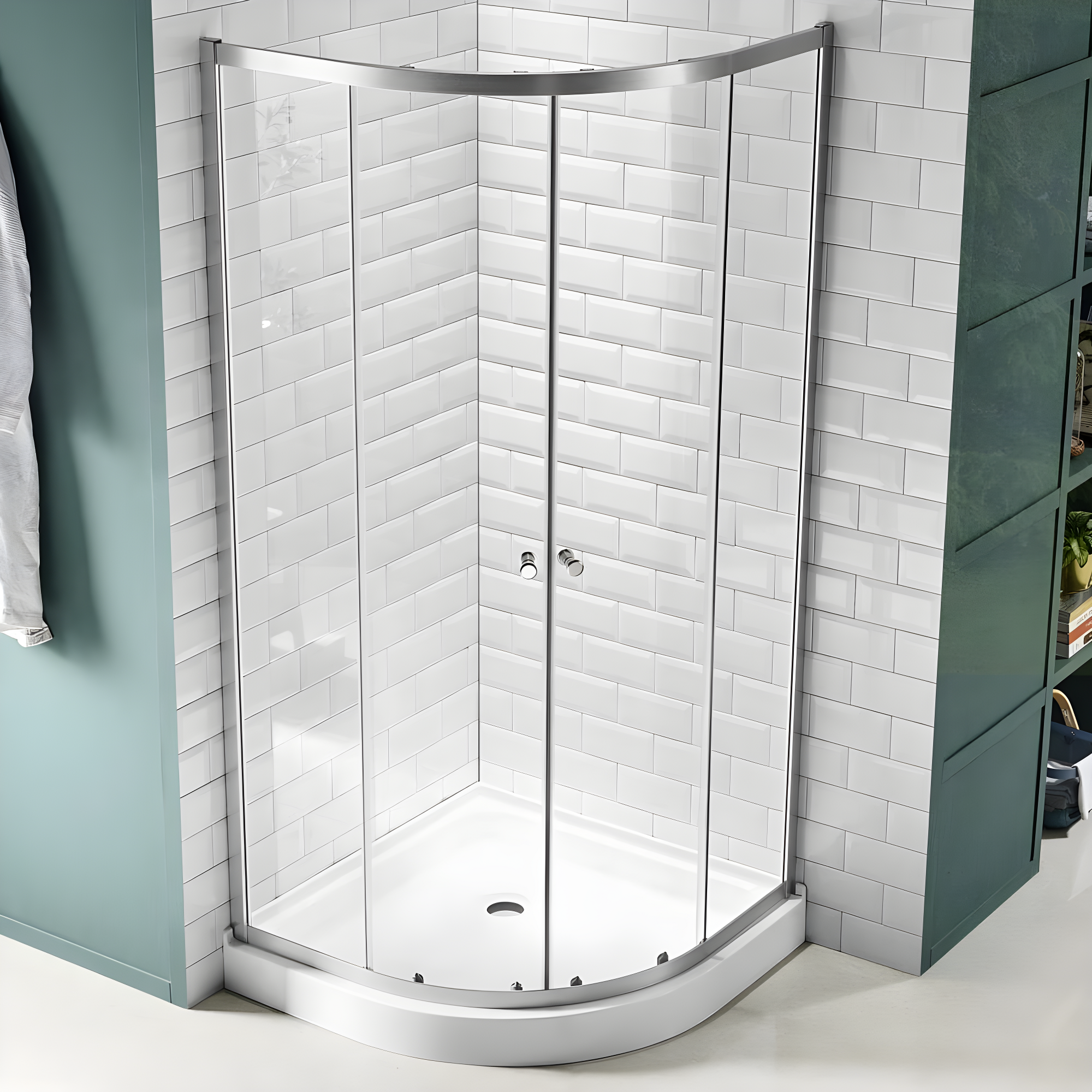 Mare Series 35.2'' W 76'' H Framed Round Reversible Shower Enclosure