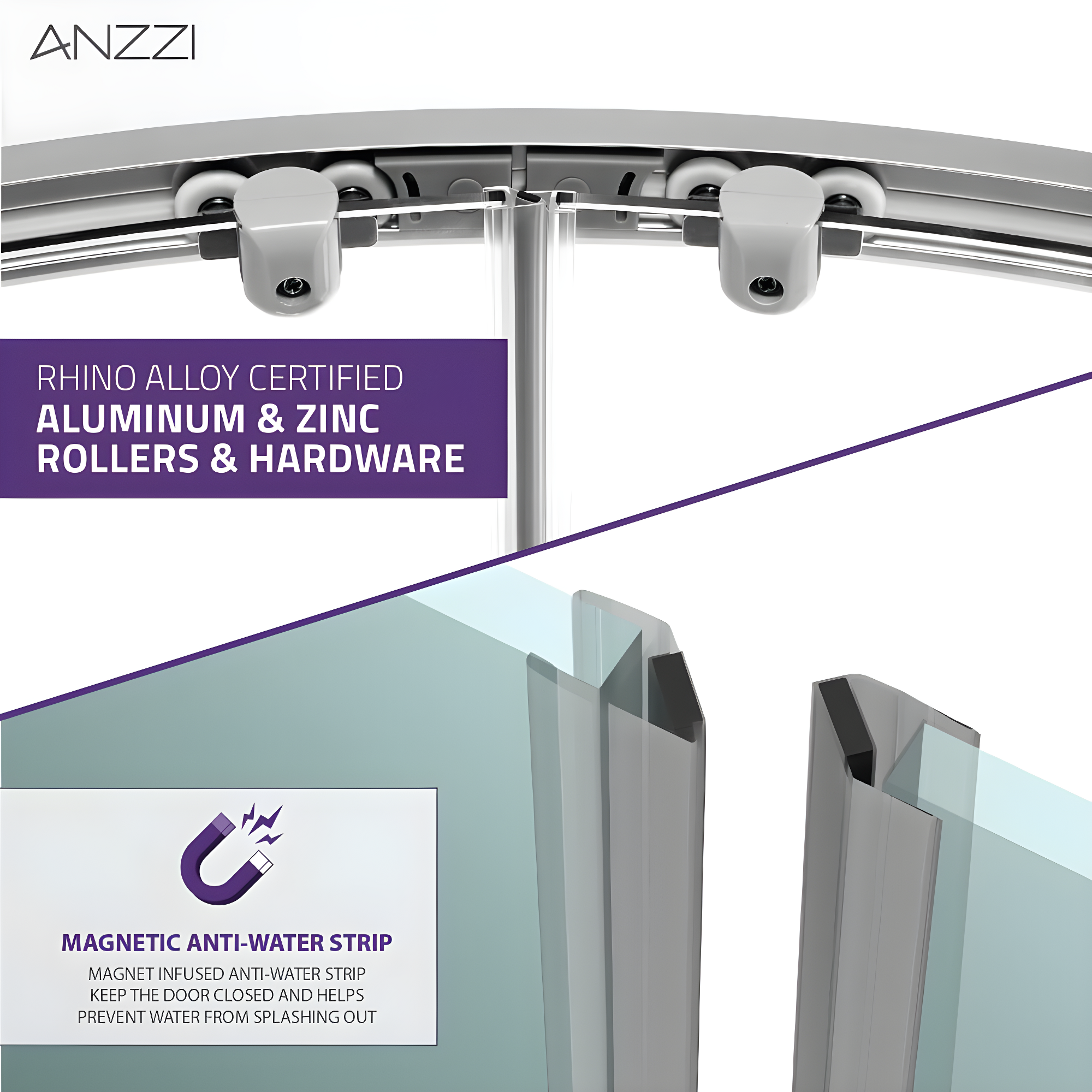 Mare Series 35.2'' W 76'' H Framed Round Reversible Shower Enclosure