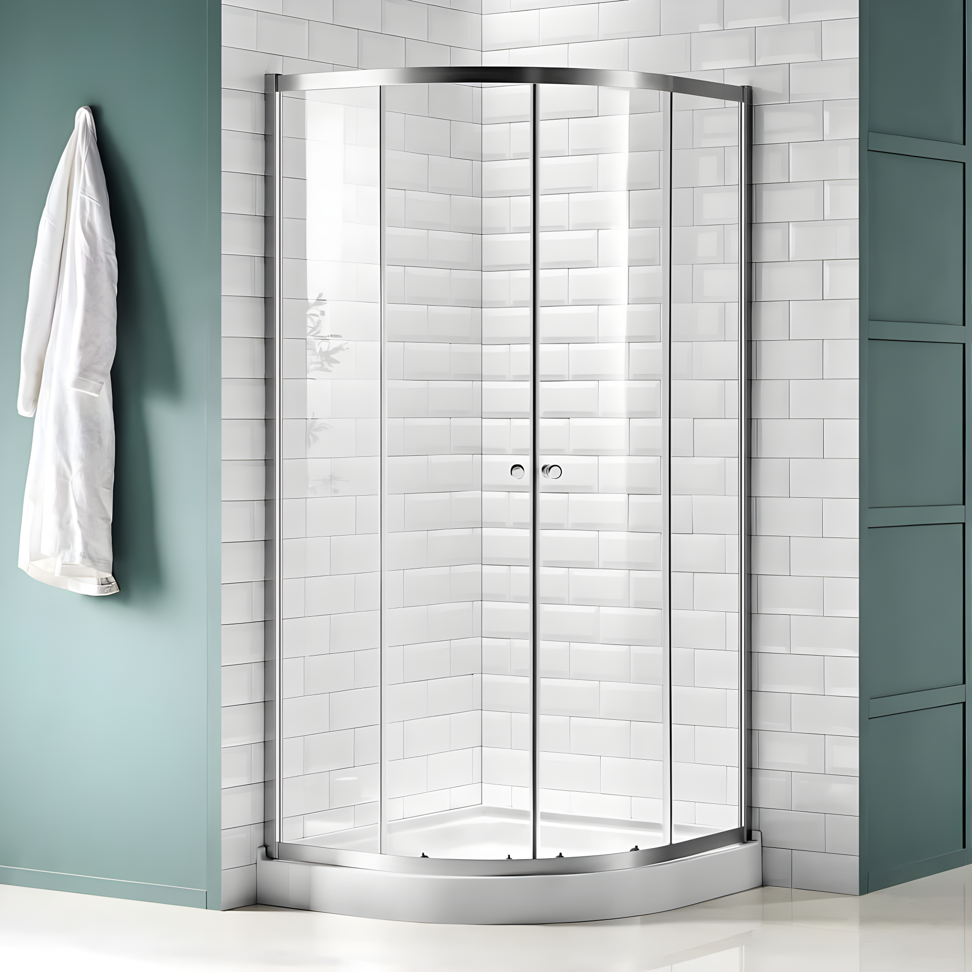 Mare Series 35.2'' W 76'' H Framed Round Reversible Shower Enclosure