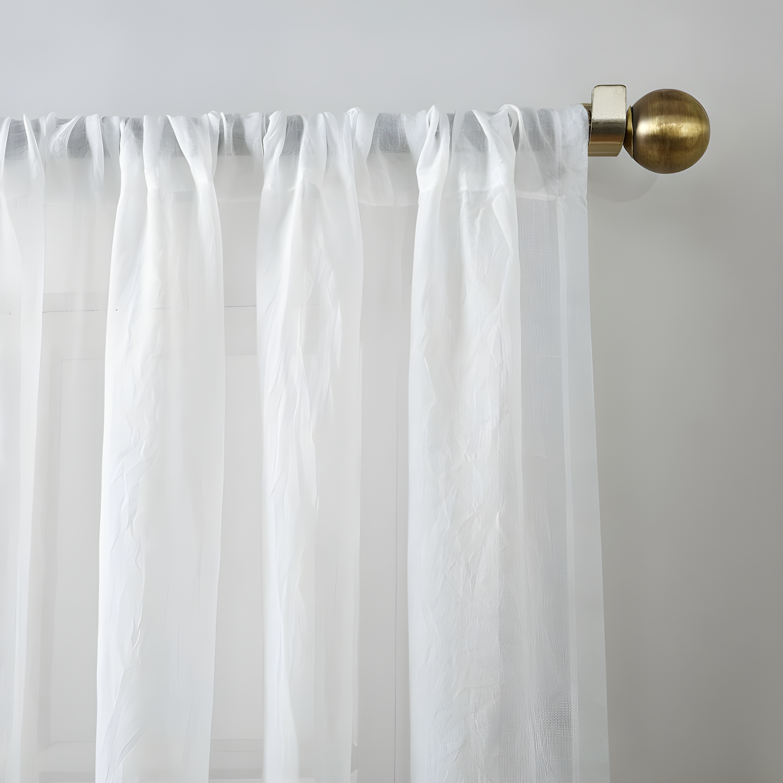 50"x95" No. 918 Sheer Avril Crushed Texture Rod Pocket Curtain Panel White: Light Filtering, Polyester, Machine Washable