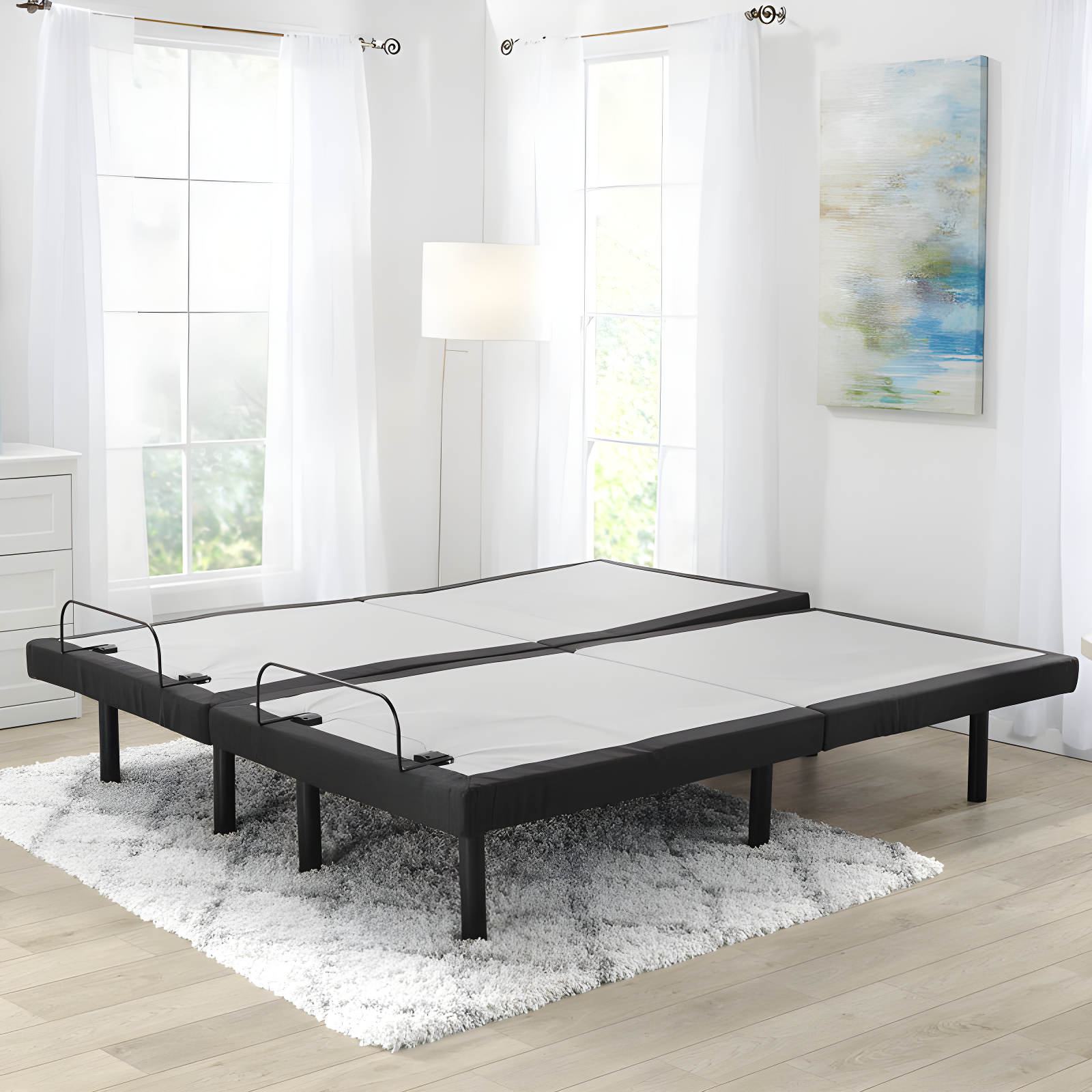 Clara Clark Clara Clark Massaging Zero Gravity, Zero Clearance Adjustable Bed with Wireless Remote, USB Ports & LED Lights