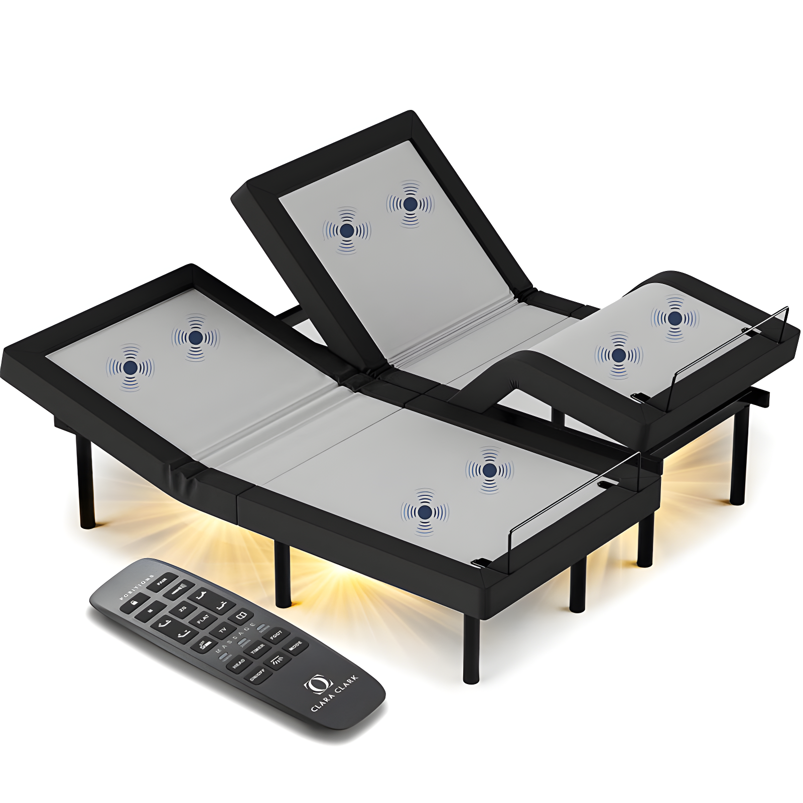 Clara Clark Clara Clark Massaging Zero Gravity, Zero Clearance Adjustable Bed with Wireless Remote, USB Ports & LED Lights