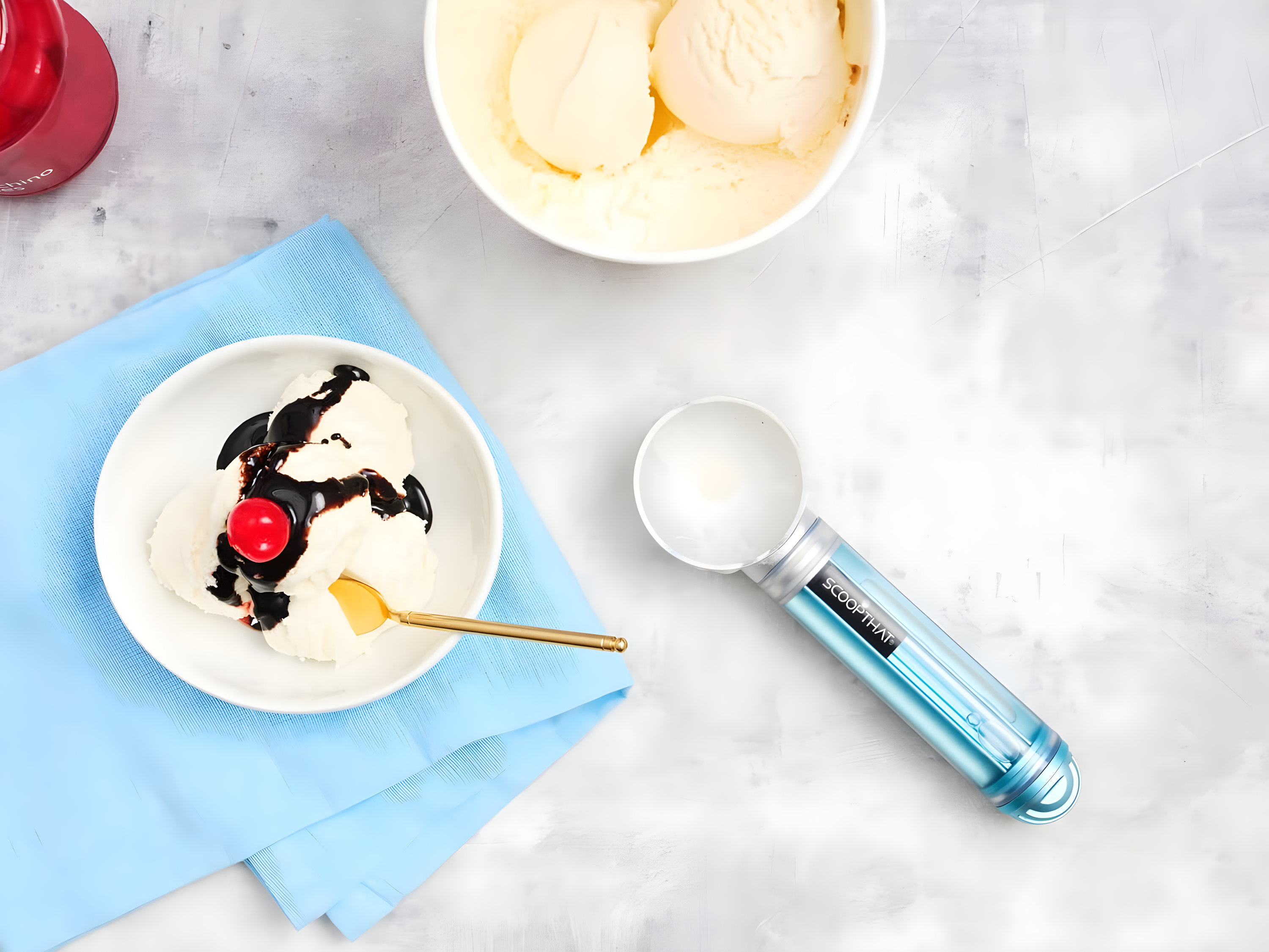 THAT Inventions ScoopTHAT Radii advanced thermal ring ice cream scooper - silver/blue