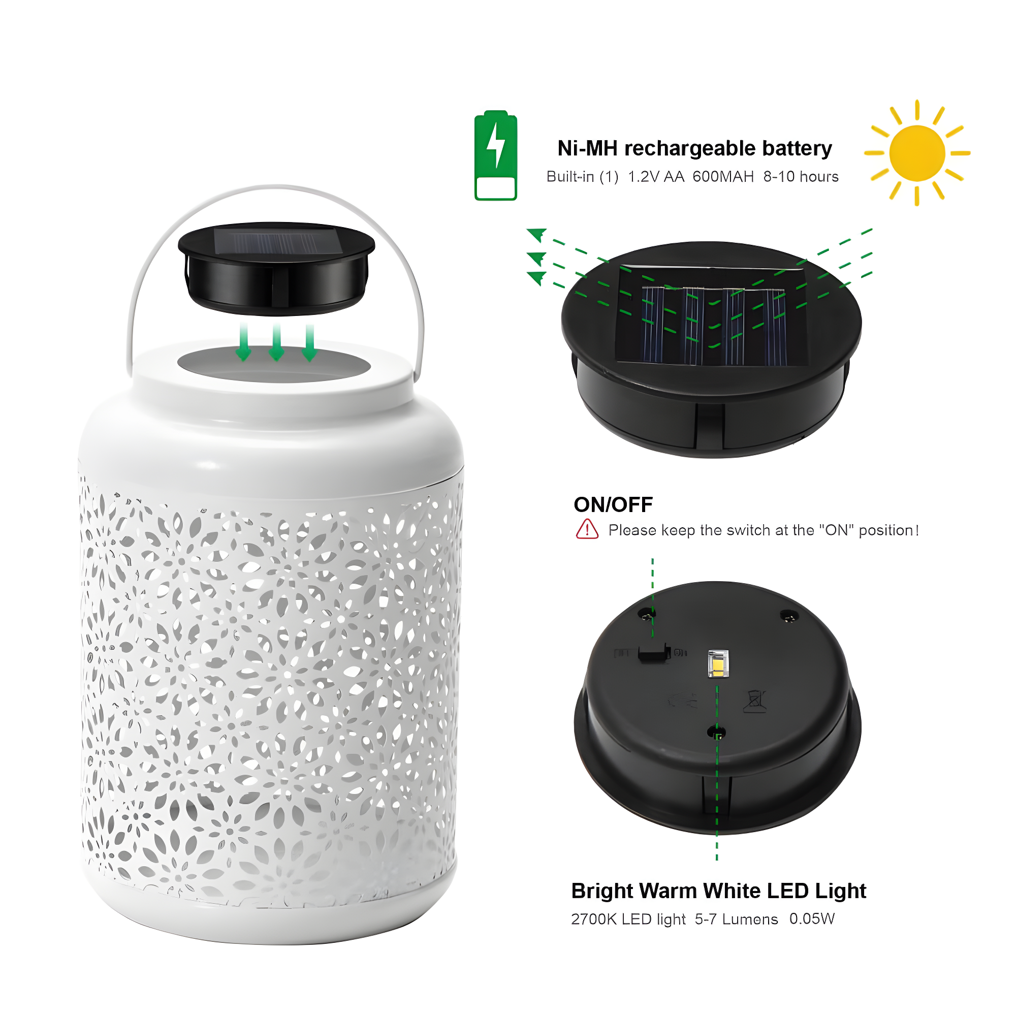 8.75'' Solar Powered Integrated LED Outdoor Lantern