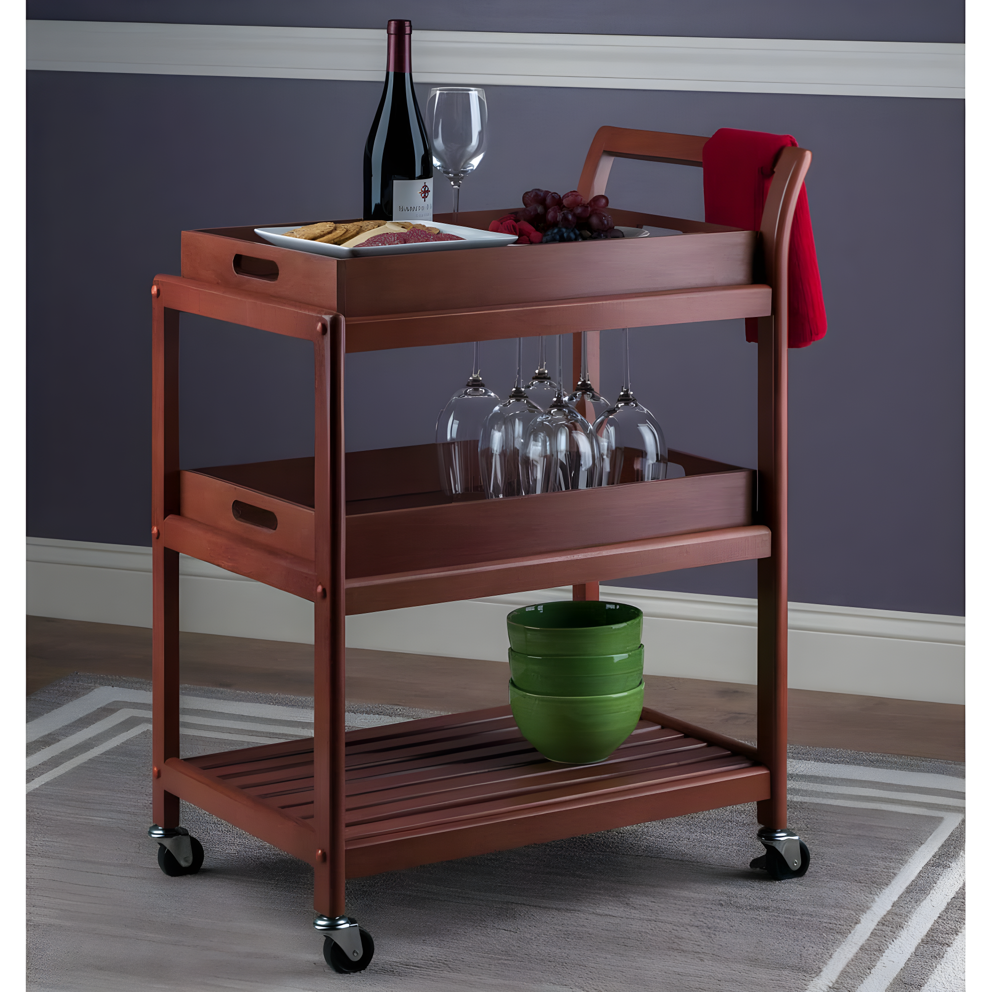 Skyline Decor Albert 33.27'' H x 24.8'' W Utility Cart with Wheels