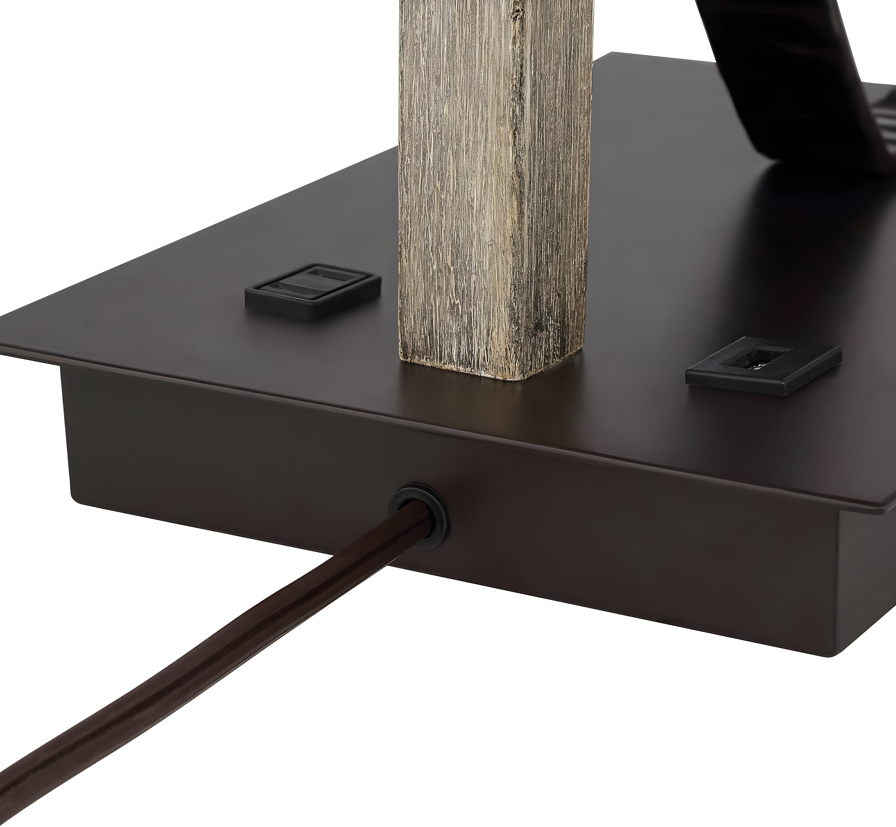 Franklin Iron Works Gentry Industrial Desk Lamp 22" High Oil Rubbed Bronze Faux Wood Cage with USB and AC Power Outlet in Base Oatmeal Shade for Desk