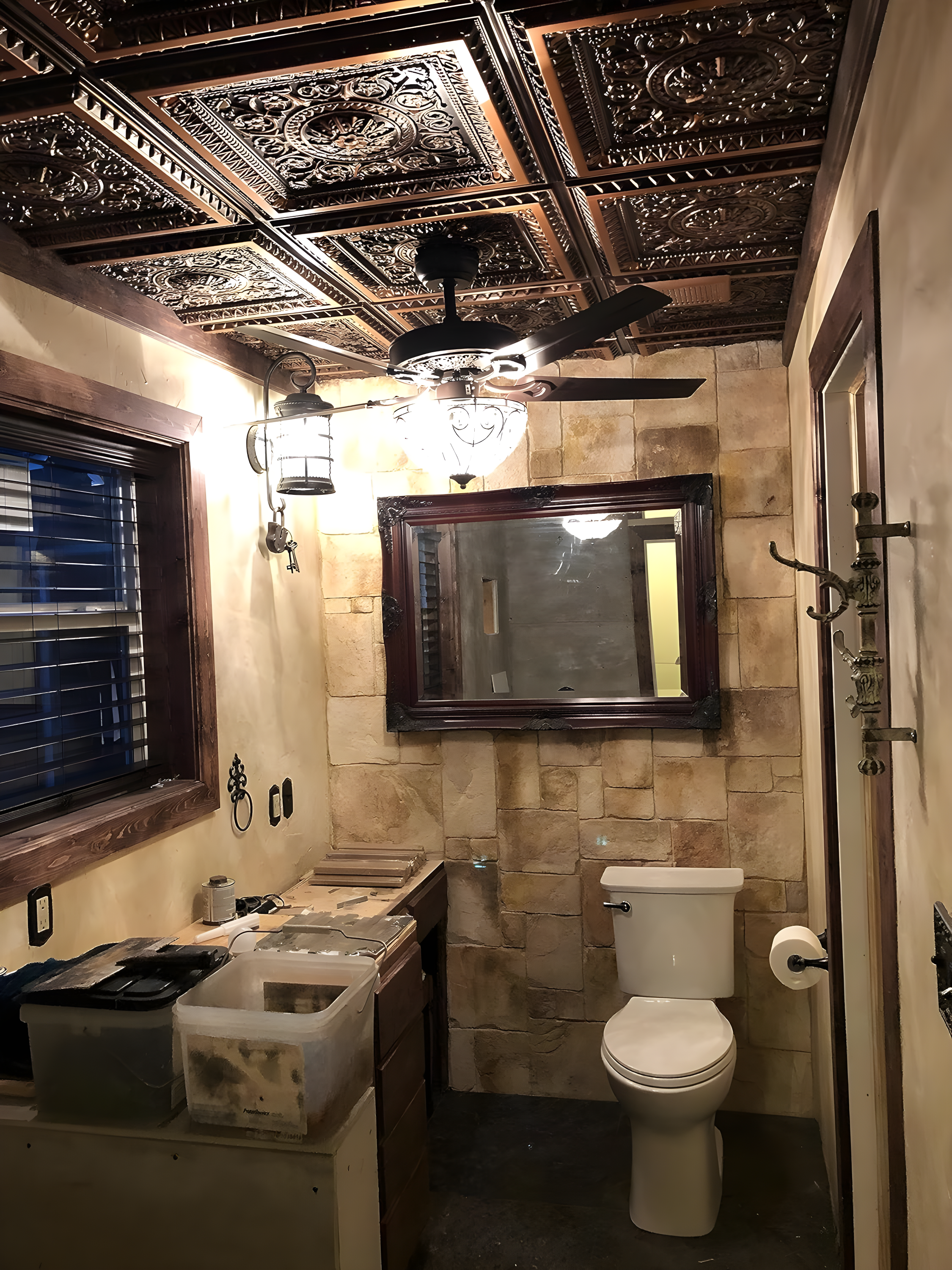 Marseille 24'' W Textured PVC Drop-In Ceiling Tile In Antique Gold