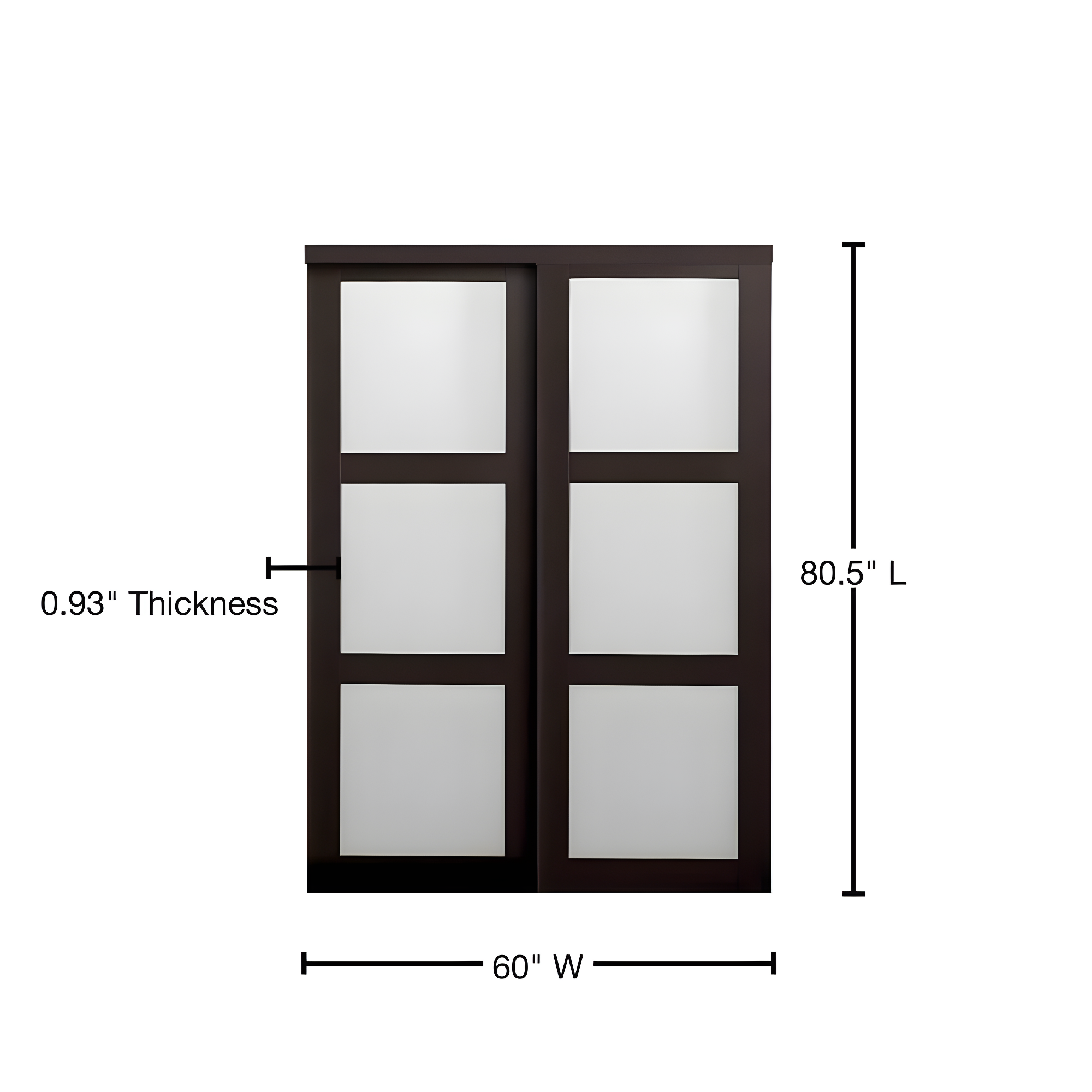 80'' Solid + Manufactured Wood Glass Low-Gloss Sliding Closet Doors