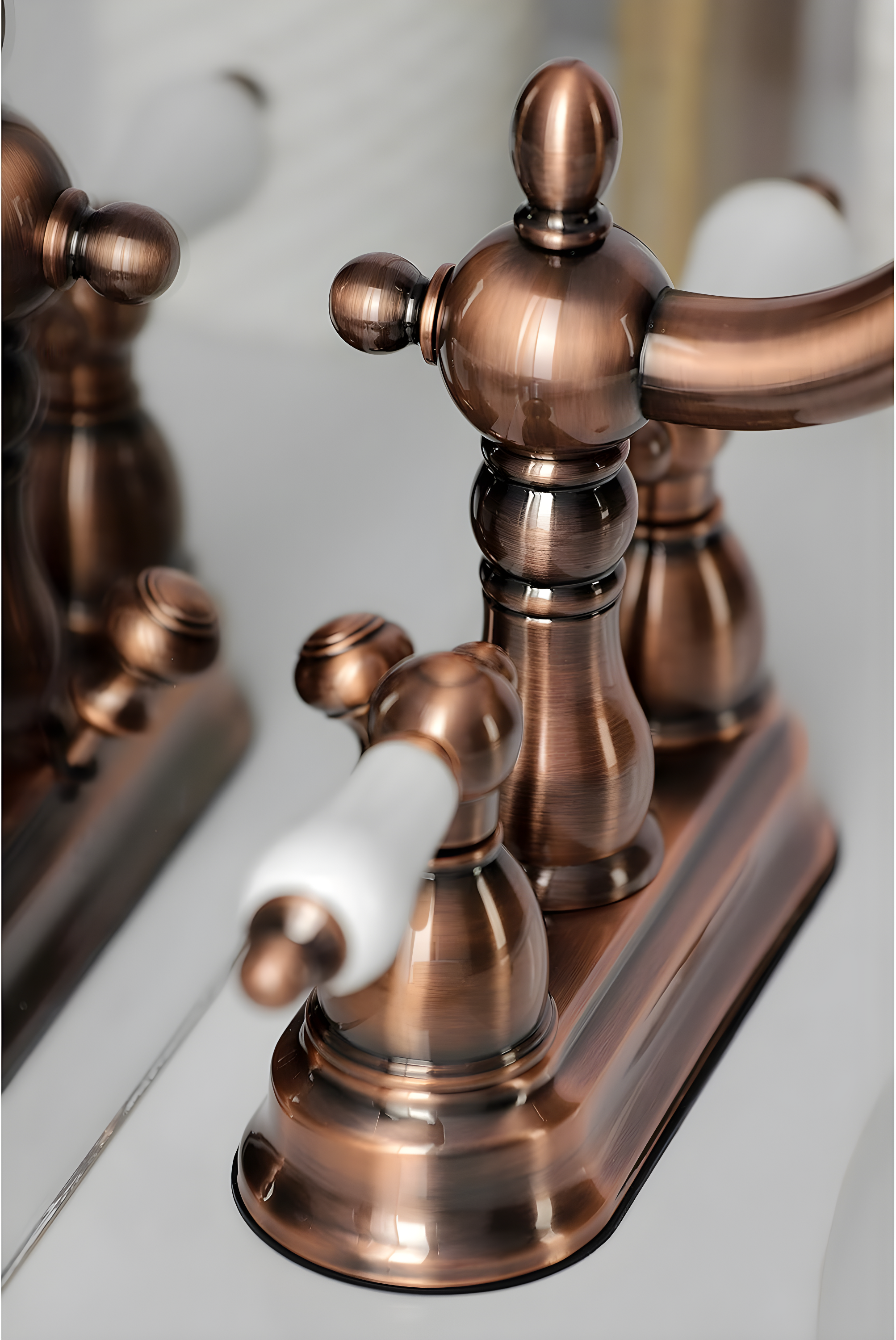 Kingston Brass Heritage Two-Handle 3-Hole Deck Mount 4" Centerset Bathroom Faucet with Plastic Pop-Up