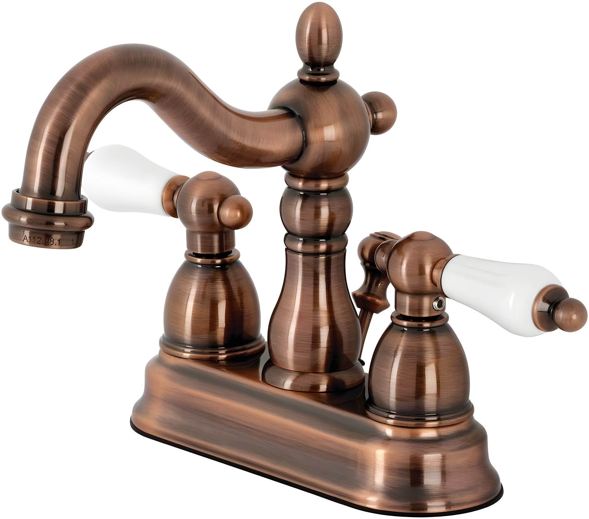 Kingston Brass Heritage Two-Handle 3-Hole Deck Mount 4" Centerset Bathroom Faucet with Plastic Pop-Up