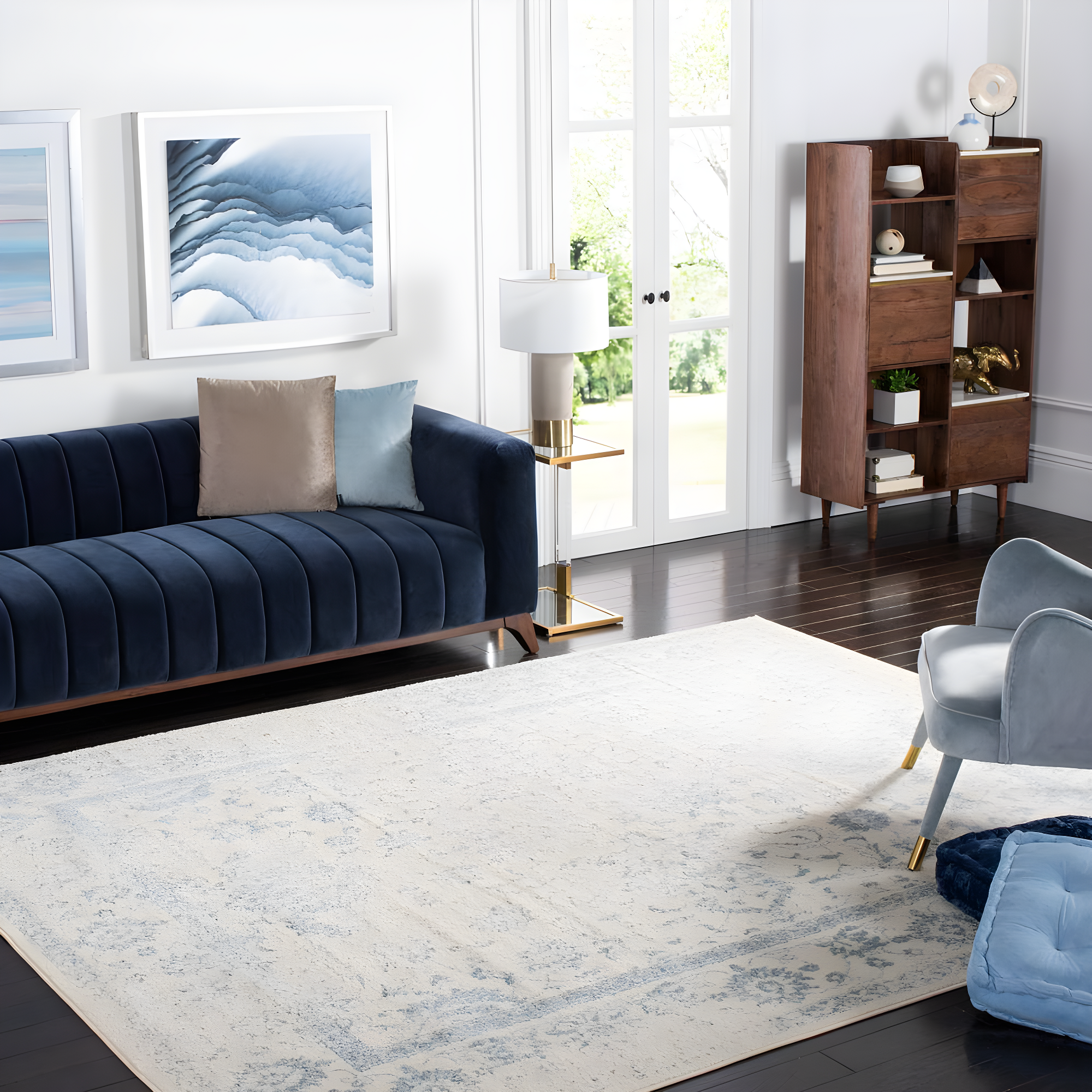 Adirondack ADR109 Machine Made Indoor Area Rug - Ivory/Slate - 11'x15' - Safavieh