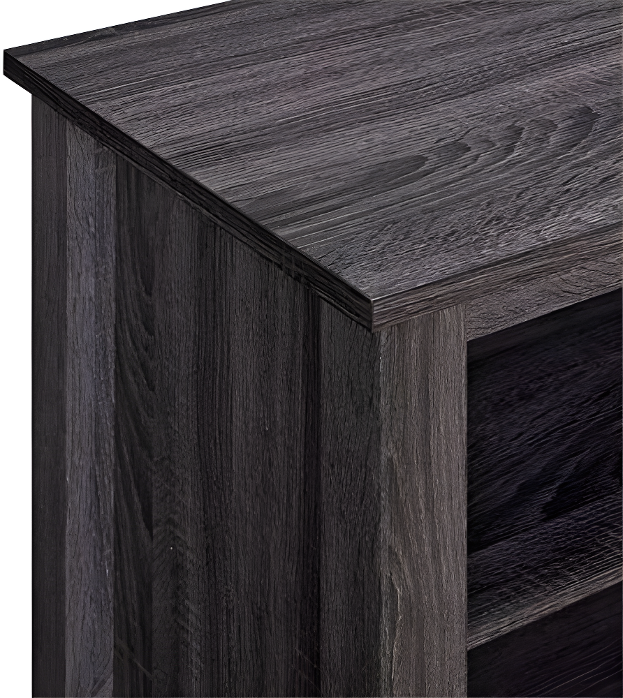 we furniture 70" wood media tv stand console with fireplace - charcoal