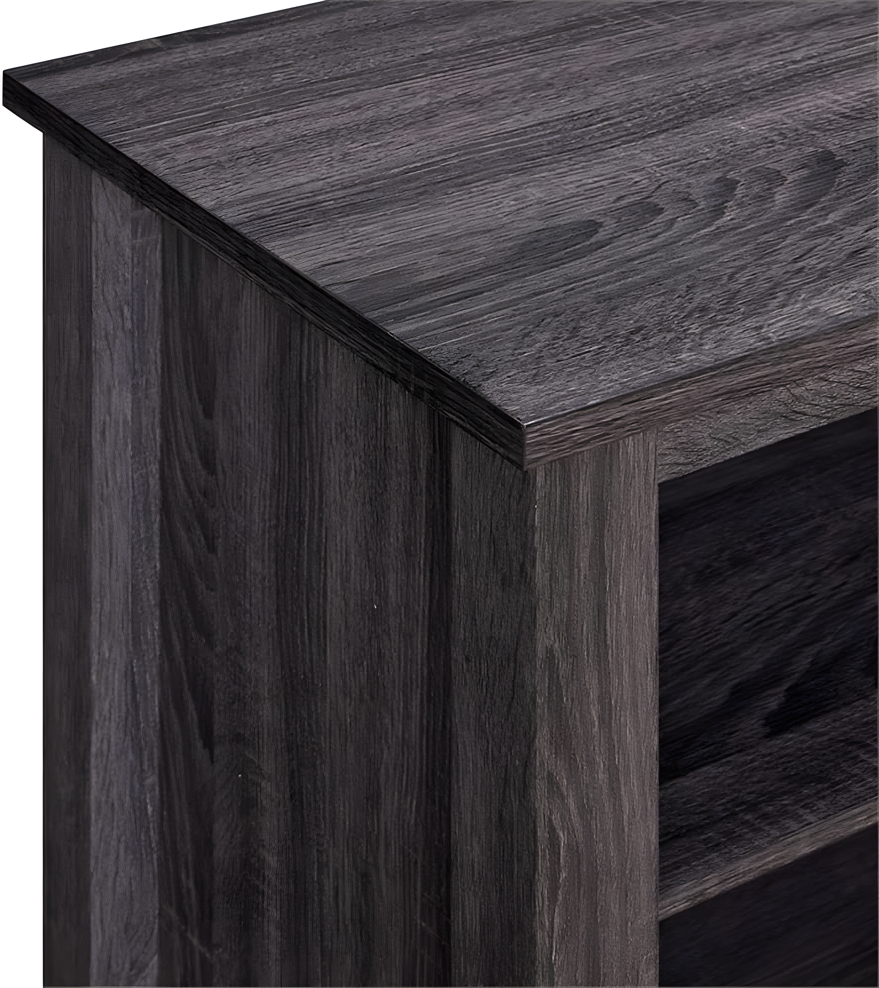 we furniture 70" wood media tv stand console with fireplace - charcoal