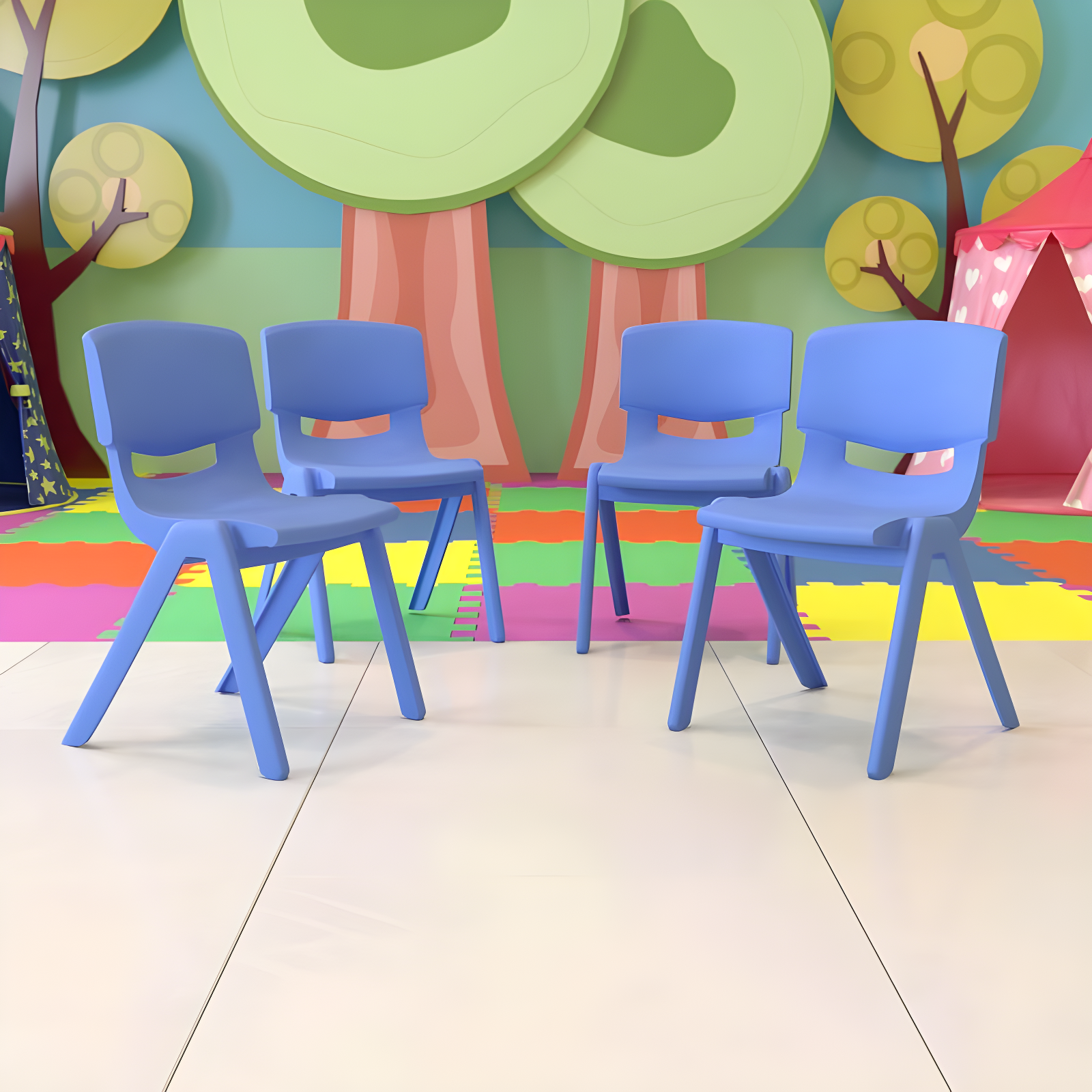 Flash Furniture Goddard Plastic Stack School Chair with Seat, 3rd-7th School Chair (Set of 4)