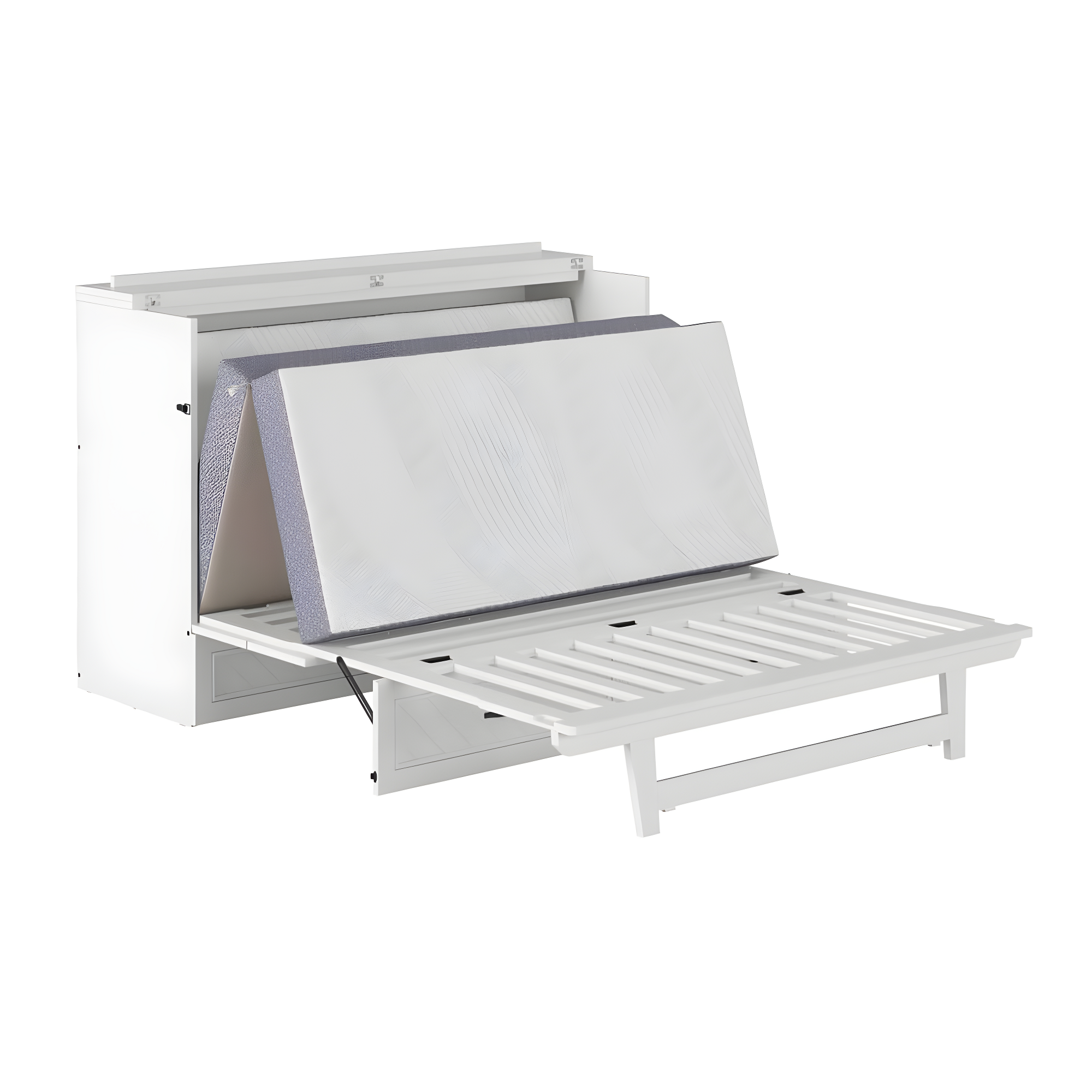 AFI Alpine Queen Wood Murphy Bed Chest with Mattress and Built-in Charger, White
