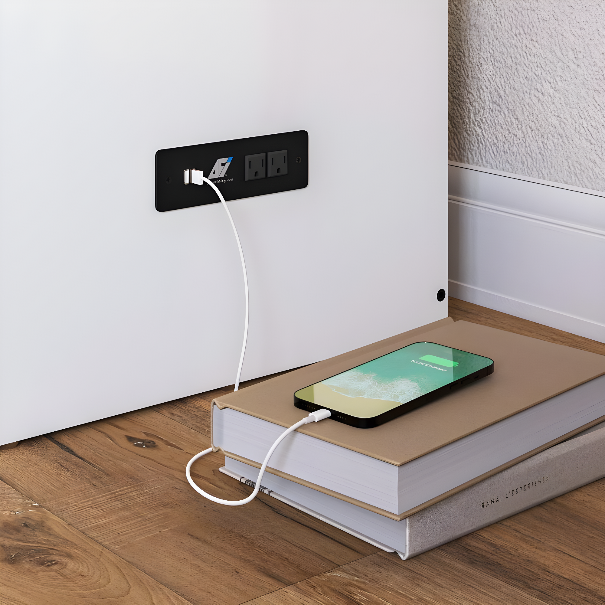AFI Alpine Queen Wood Murphy Bed Chest with Mattress and Built-in Charger, White