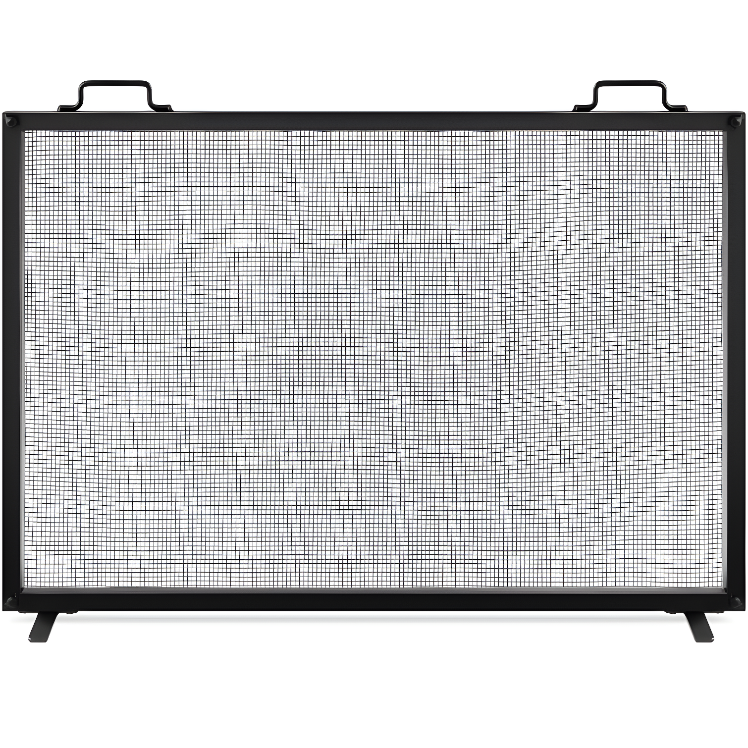 Cassiano 38x27in Single Panel Fireplace Screen Handcrafted Steel Mesh Spark Guard w/ Handles