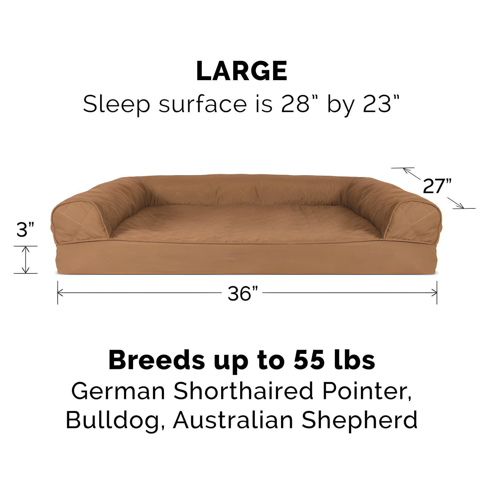 Quilted Orthopedic Bolster Sofa Pet Bed