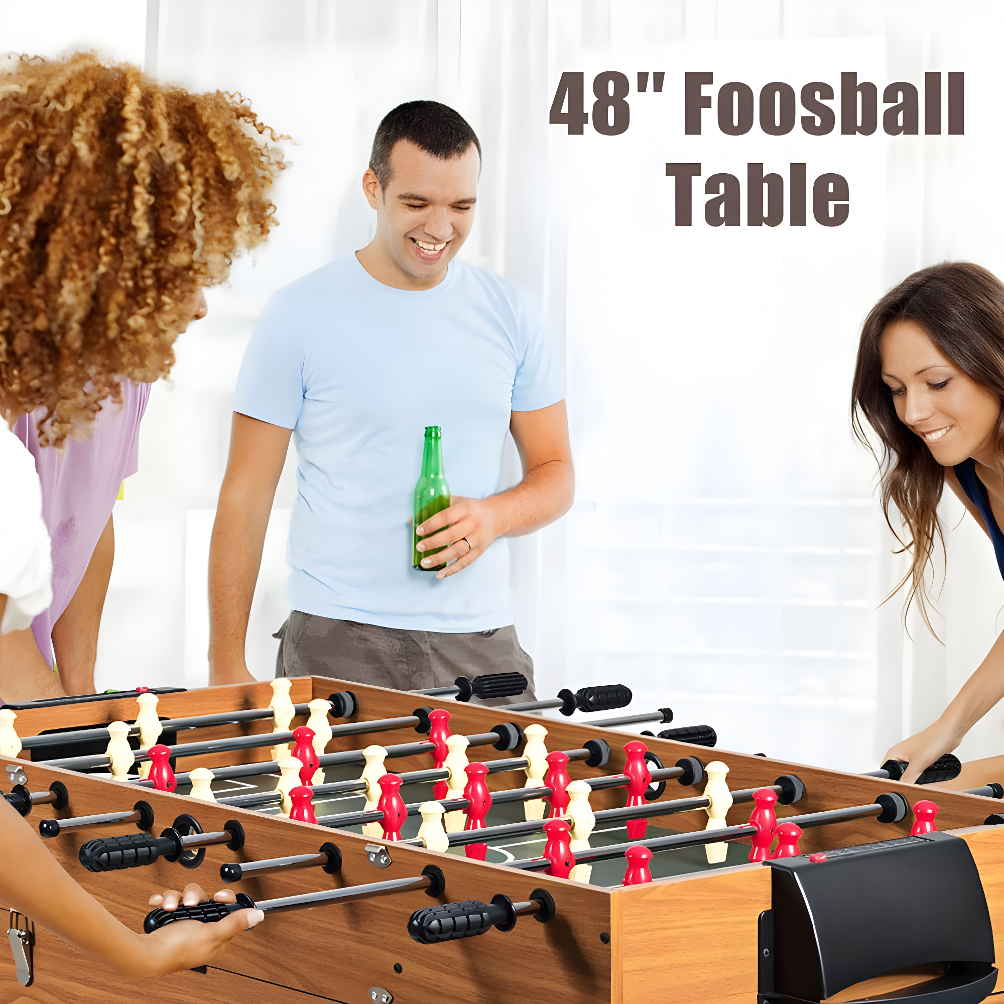 JETEHO Multi Game Table, 3-In-1 48" Combo Game Table W/Soccer, Billiard, Slide Hockey, Wood Foosball Table, Perfect For Game Rooms, Arcades, Bars, Parties, Family Night