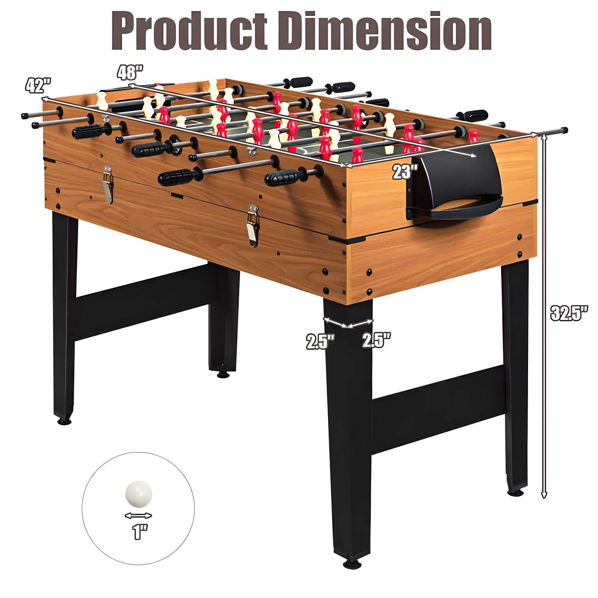 JETEHO Multi Game Table, 3-In-1 48" Combo Game Table W/Soccer, Billiard, Slide Hockey, Wood Foosball Table, Perfect For Game Rooms, Arcades, Bars, Parties, Family Night