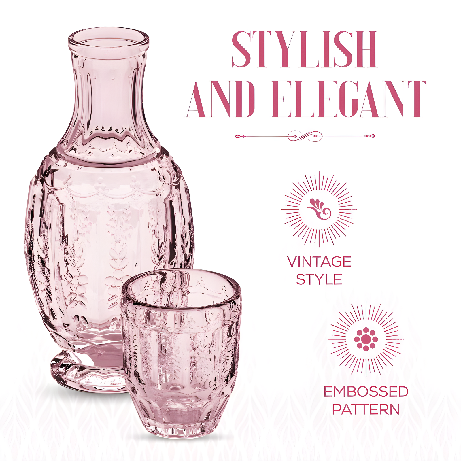 Elle Decor 2-Piece Carafe and Cup Set, Vintage Pink | Wayfair