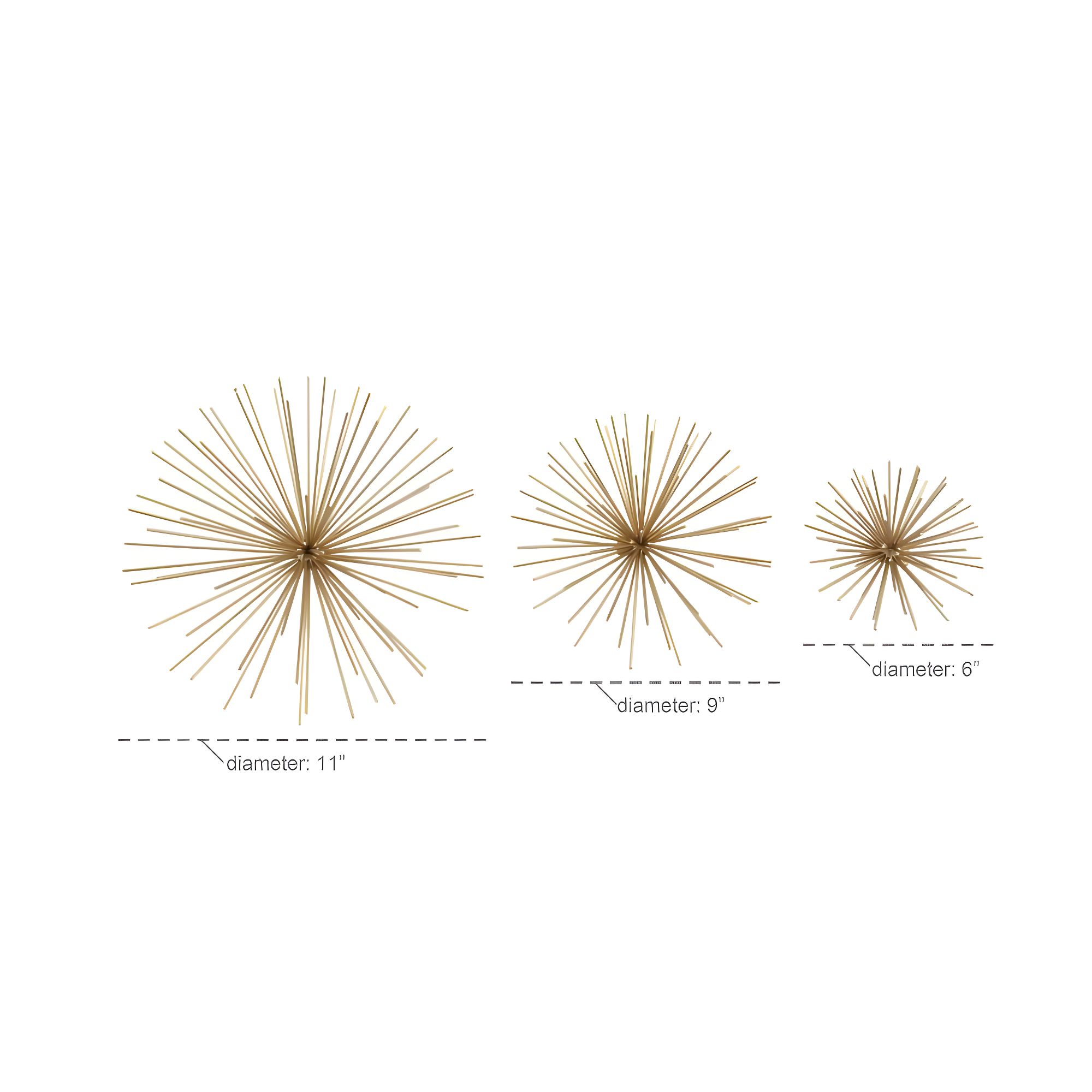 Metal 3D Long Spike Starburst Home Wall Decor Set