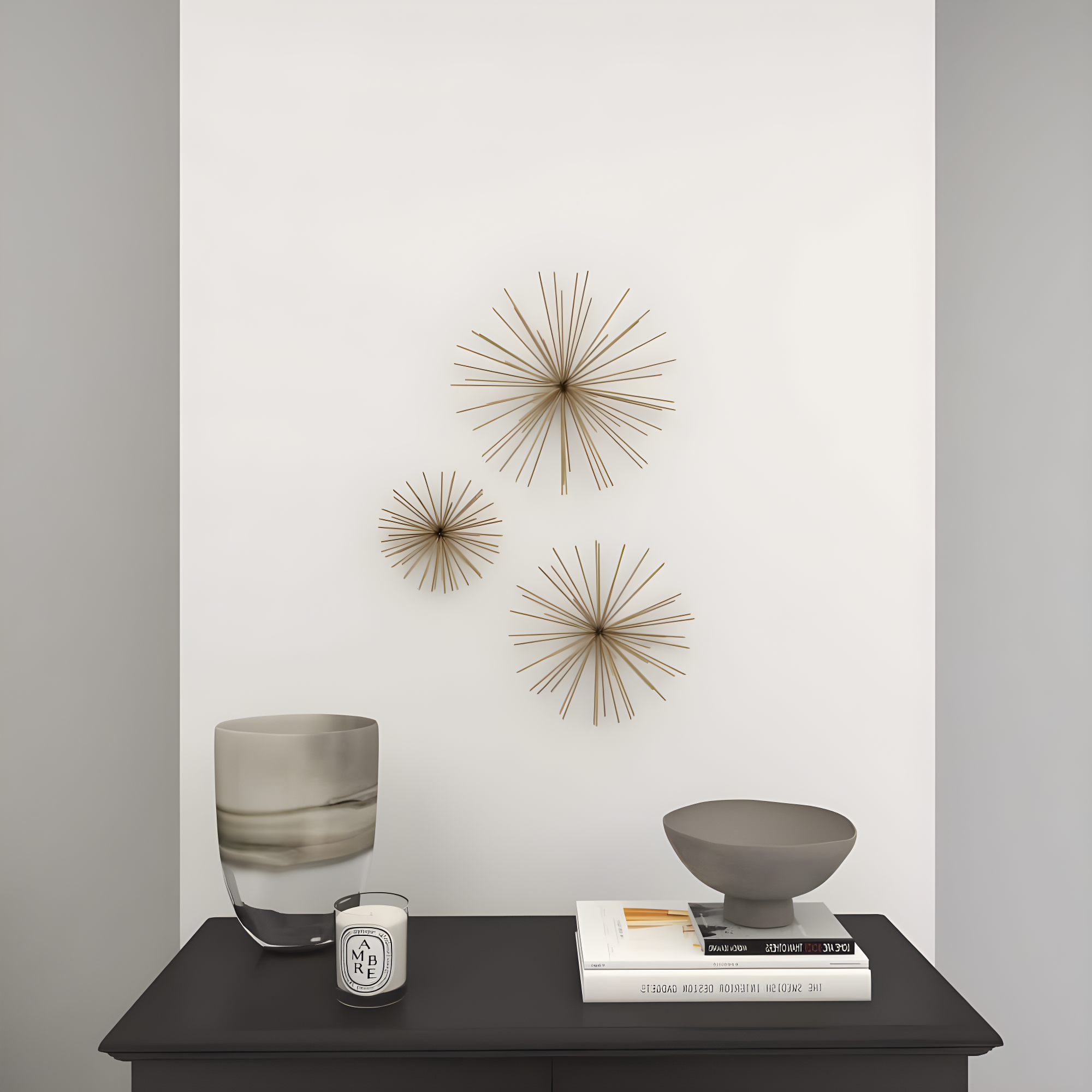 Metal 3D Long Spike Starburst Home Wall Decor Set
