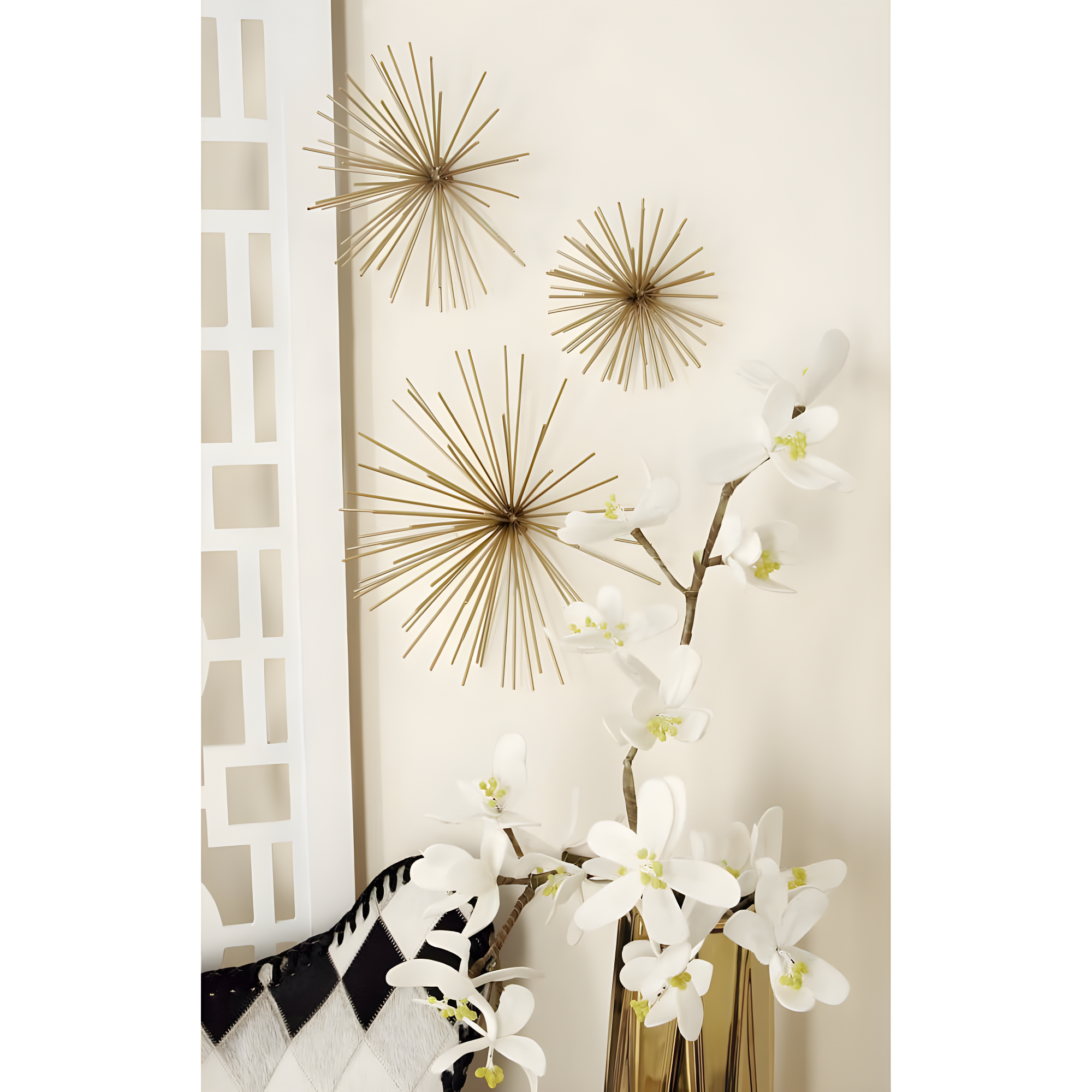 Metal 3D Long Spike Starburst Home Wall Decor Set