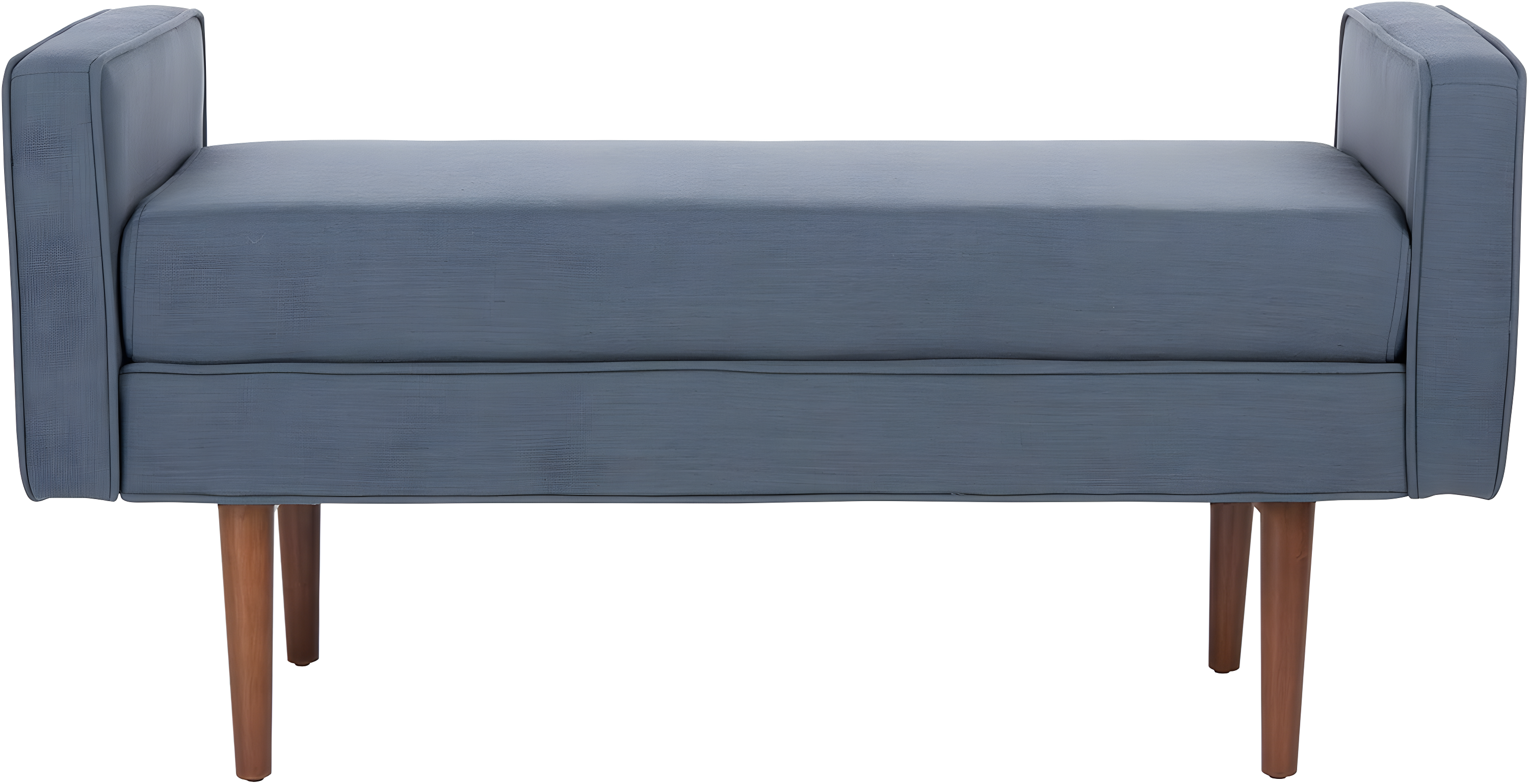Henri Mid-Century Bench - Navy Linen/Walnut - Safavieh
